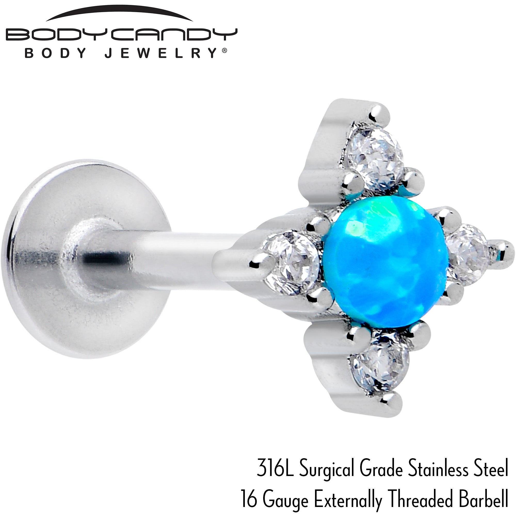 Blue Synthetic Opal Rhombus Star Flatback Stud 16 Gauge 5/16