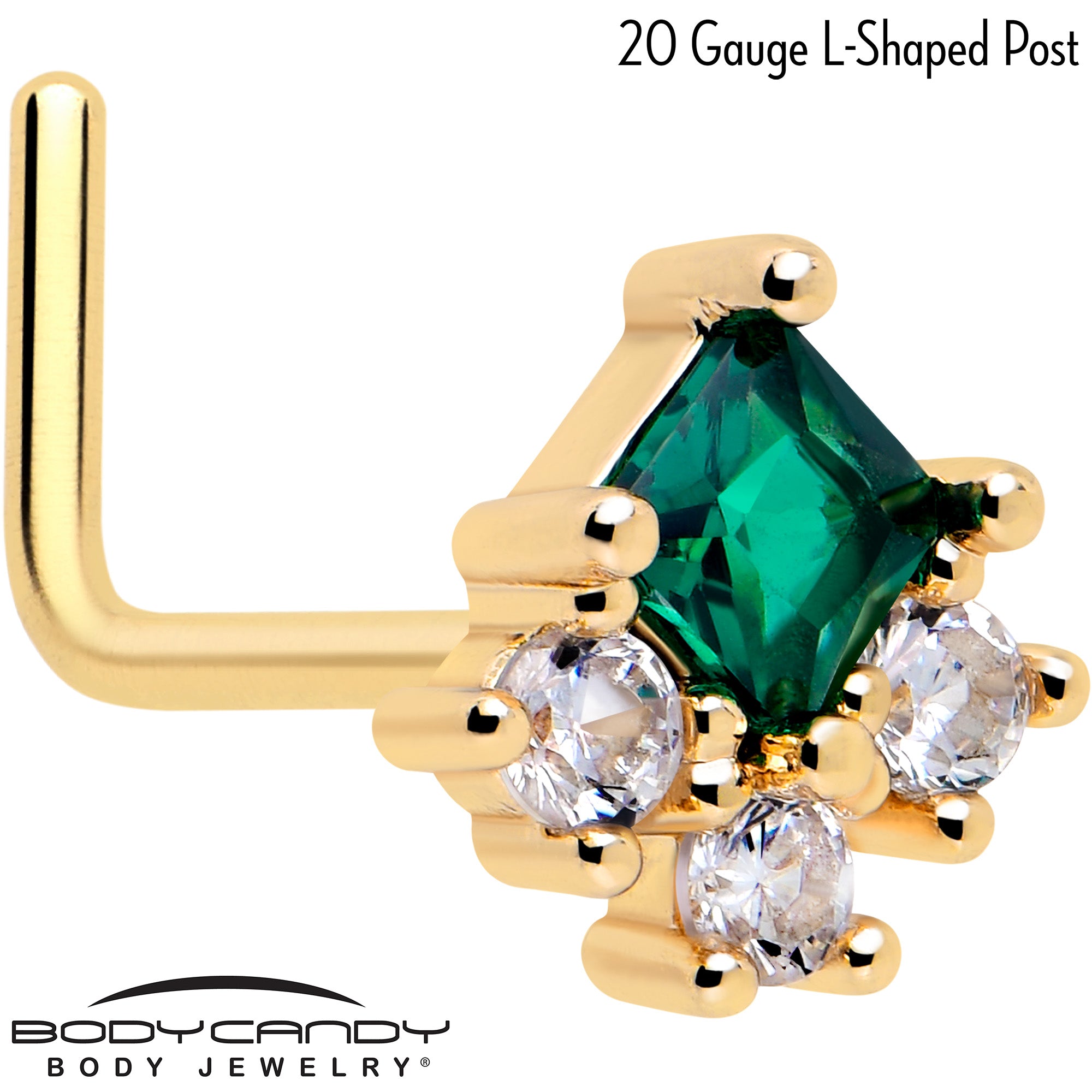 7mm Green CZ Rhombus Riot Nose Ring
