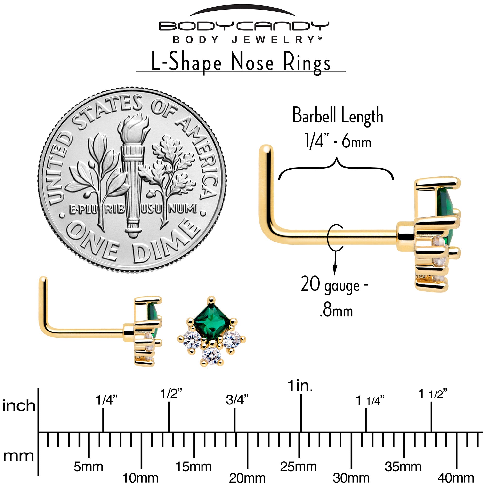 20 Gauge Rhombus Riot L Shape Nose Jewelry
