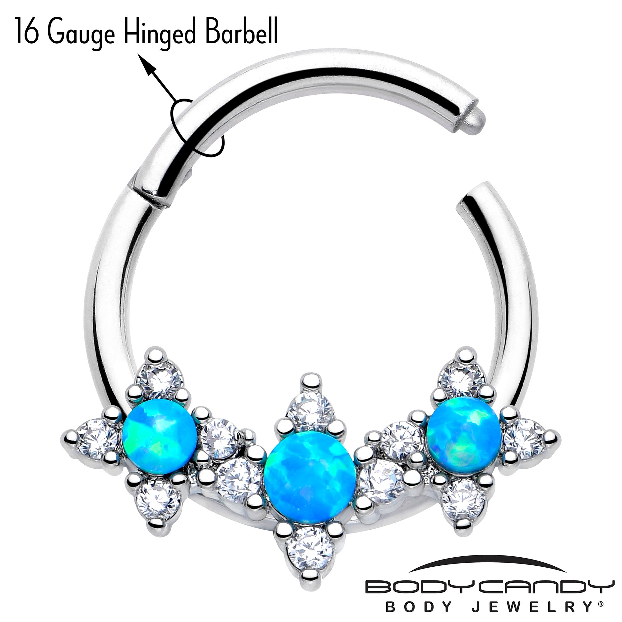 16 Gauge 3/8 Hinged Segment Ring with Blue Synthetic Opal Stars