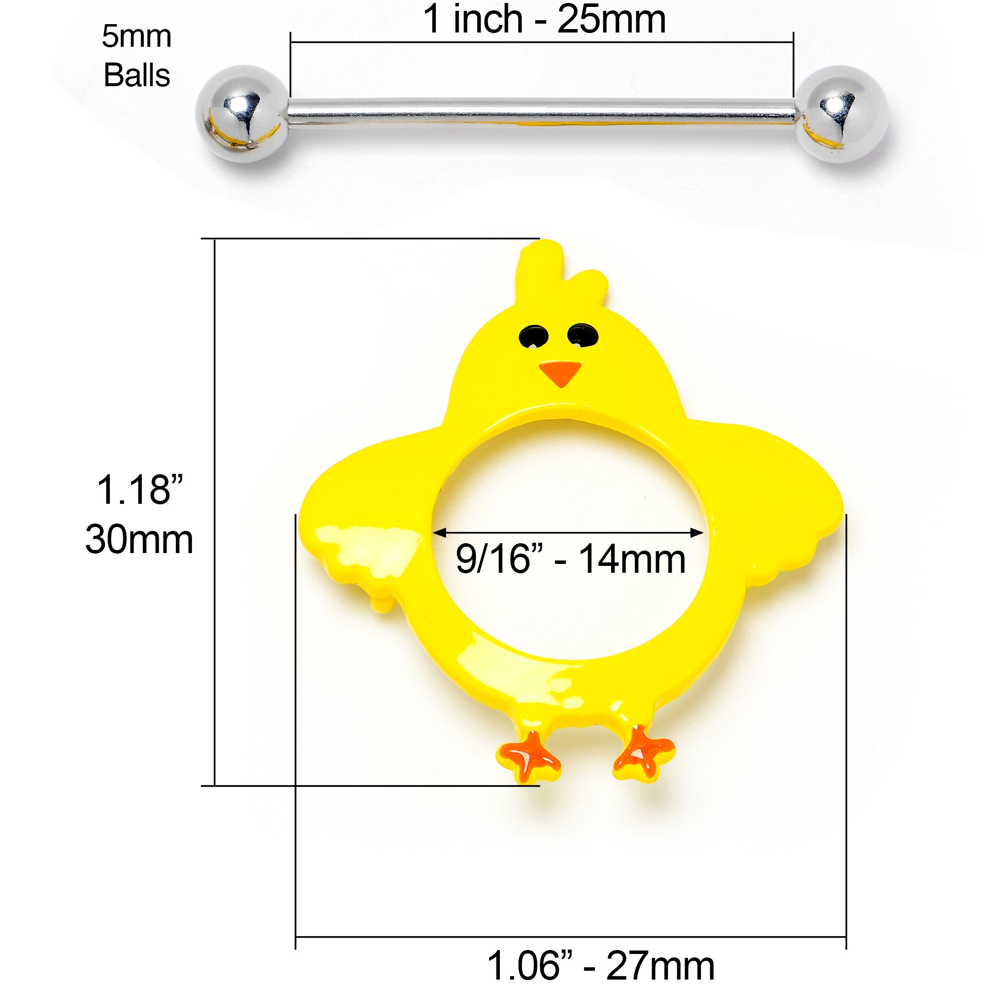 14 Gauge 9/16 Little Yellow Chicks Nipple Shield Set
