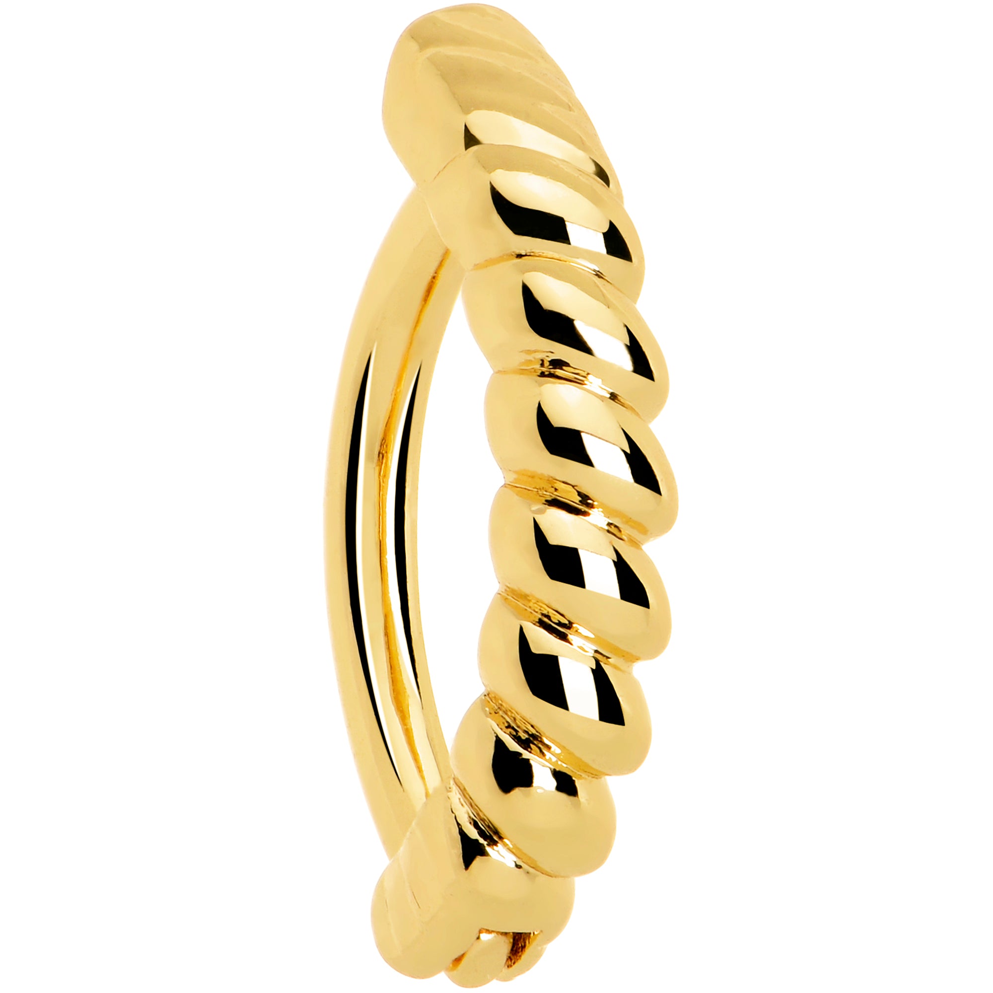 Gold Tone Classic Rope Style Hinged Hoop Belly Ring