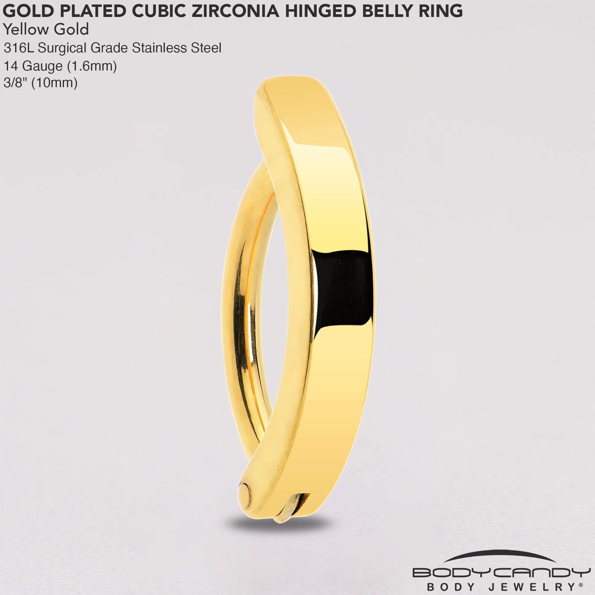 stylish smooth belly button hoop in gold