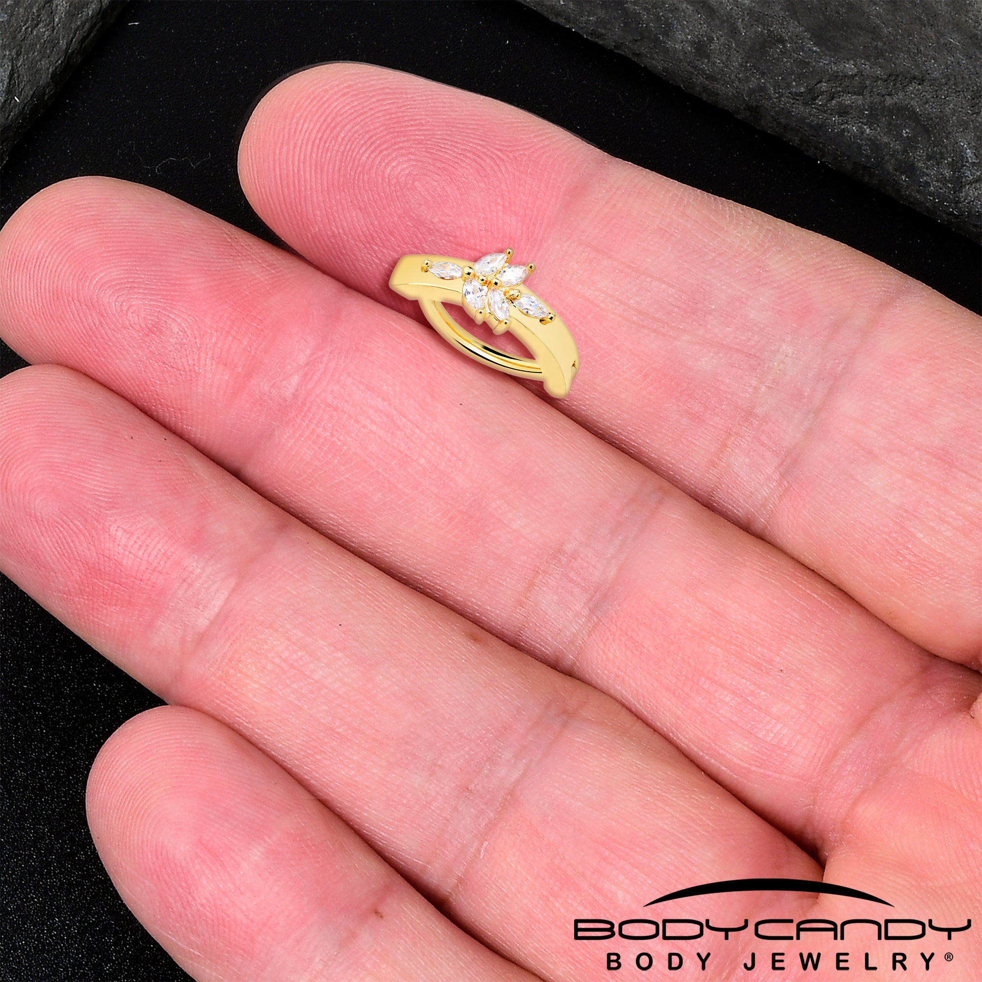 gold tone beauty branch hoop