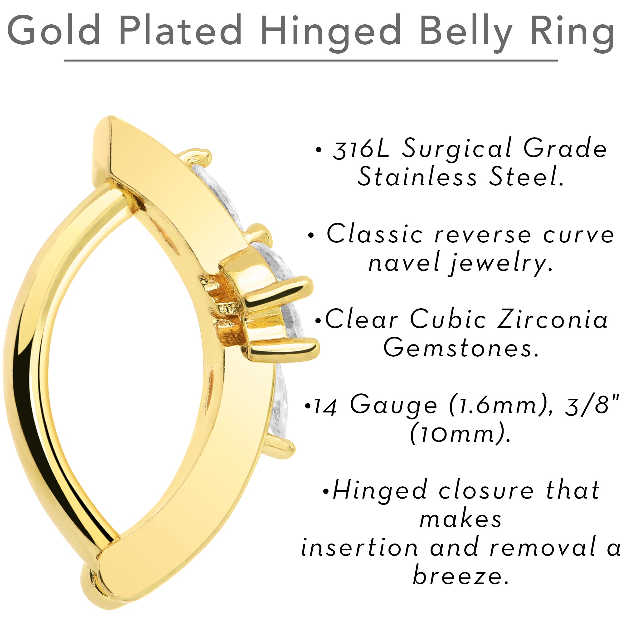 elegant gold tone belly button ring