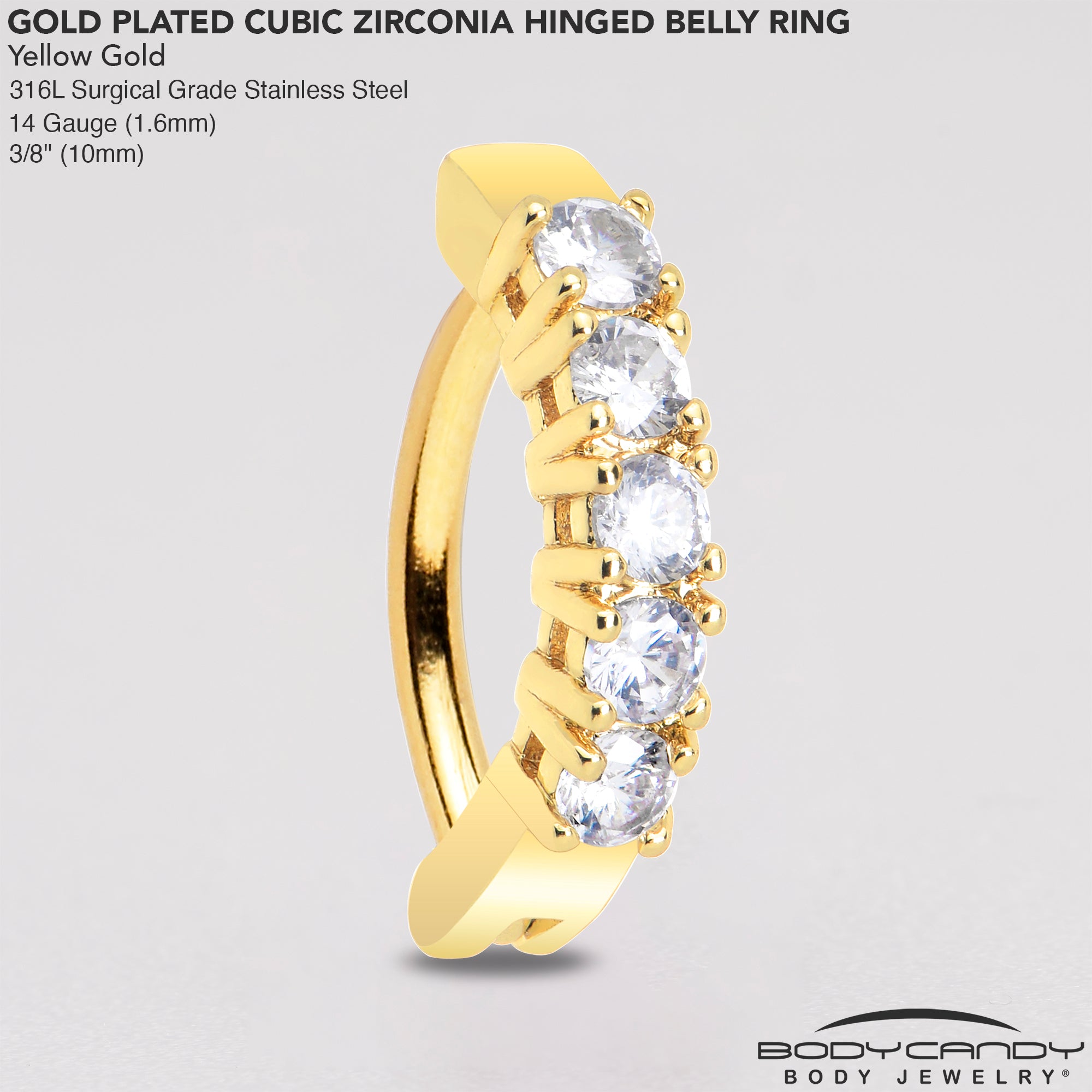 elegant gold tone belly ring with quintet design