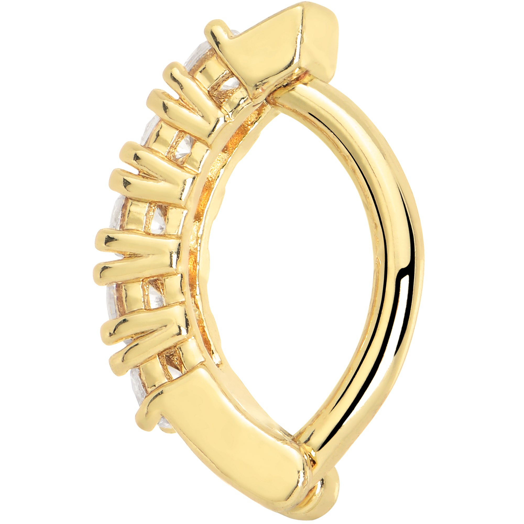 sophisticated hinged hoop belly ring with sparkling gems