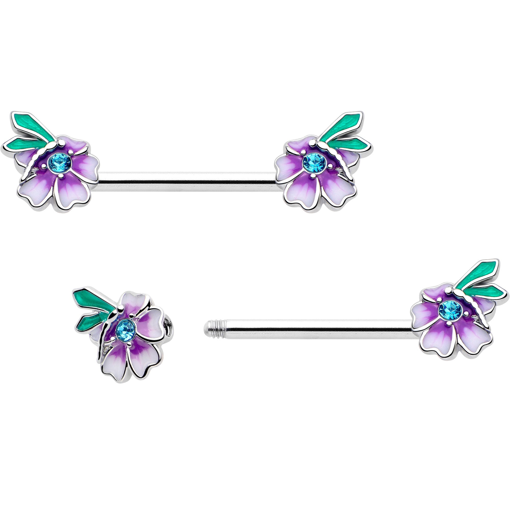 purple barbell 9 16 faerie flower nipple jewelry