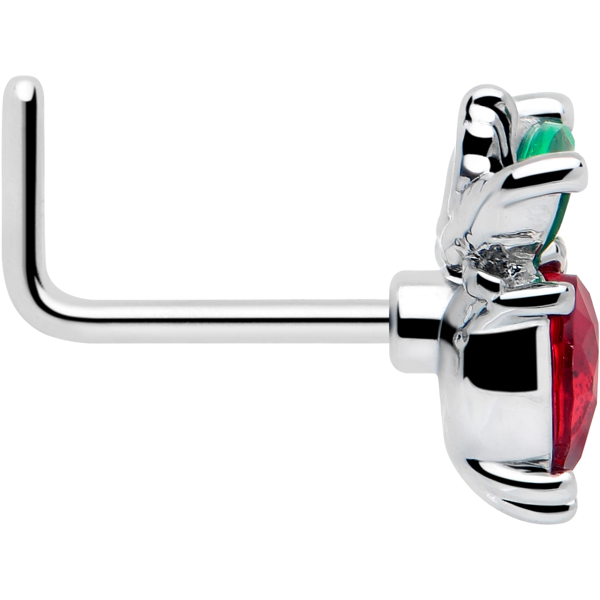 colorful strawberry heart L shape nose ring