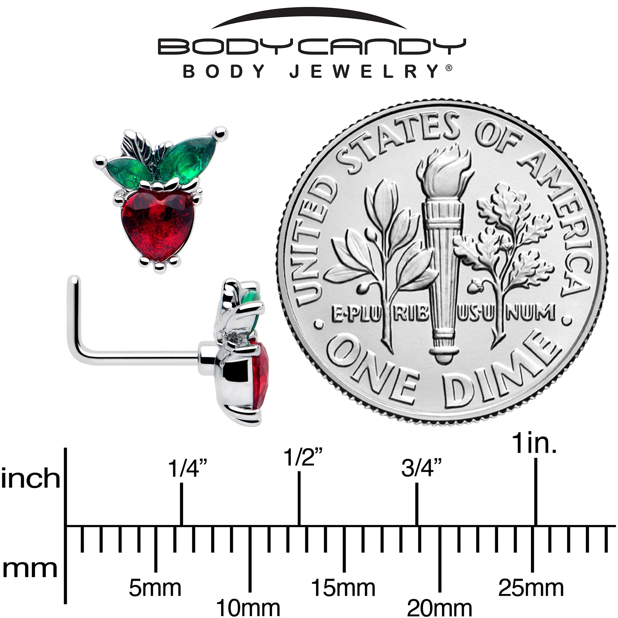 red green gem nose jewelry for nostril piercing