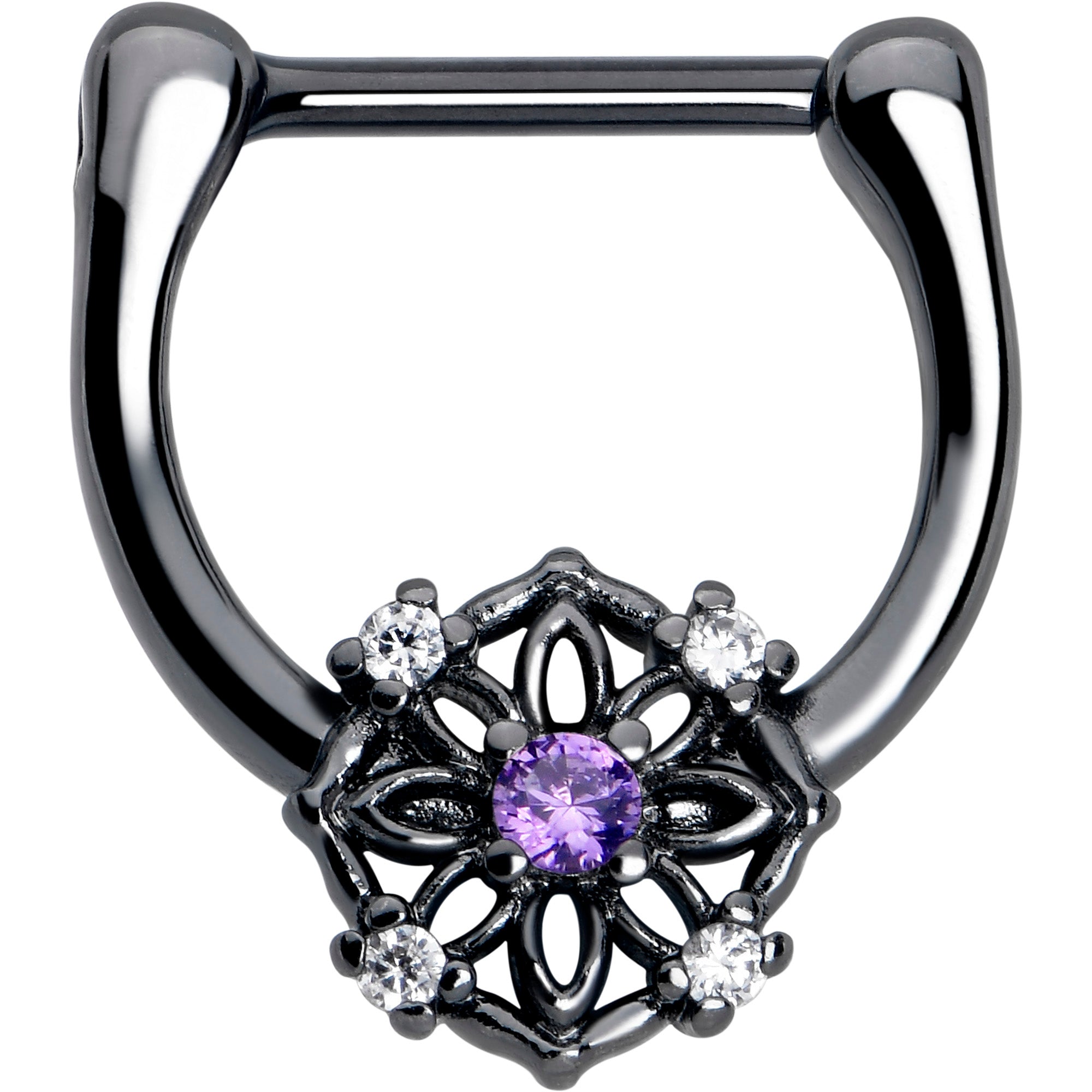 16 Gauge 5/16 Purple Clear CZ Gem Cartilage Clicker