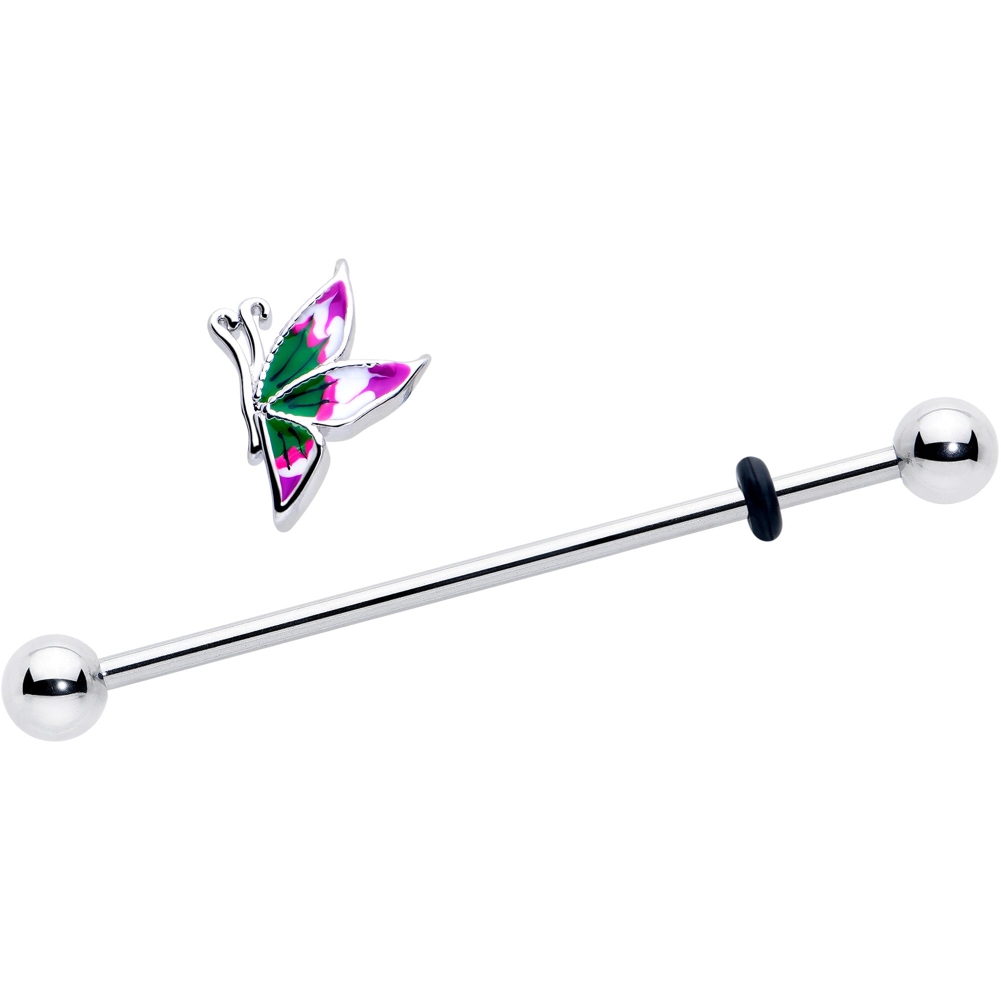 Profile butterfly industrial barbell, 14 gauge, 38mm