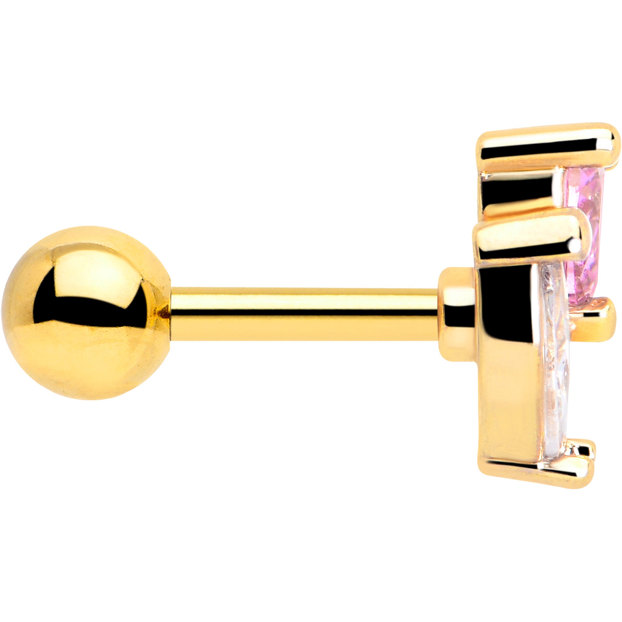 Love Flower Cartilage Earring 16 Gauge Pink CZ Gem Gold Tone