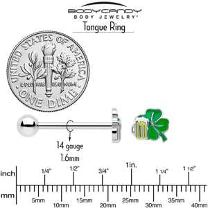 St Patricks Shamrock Barbell Tongue Piercing