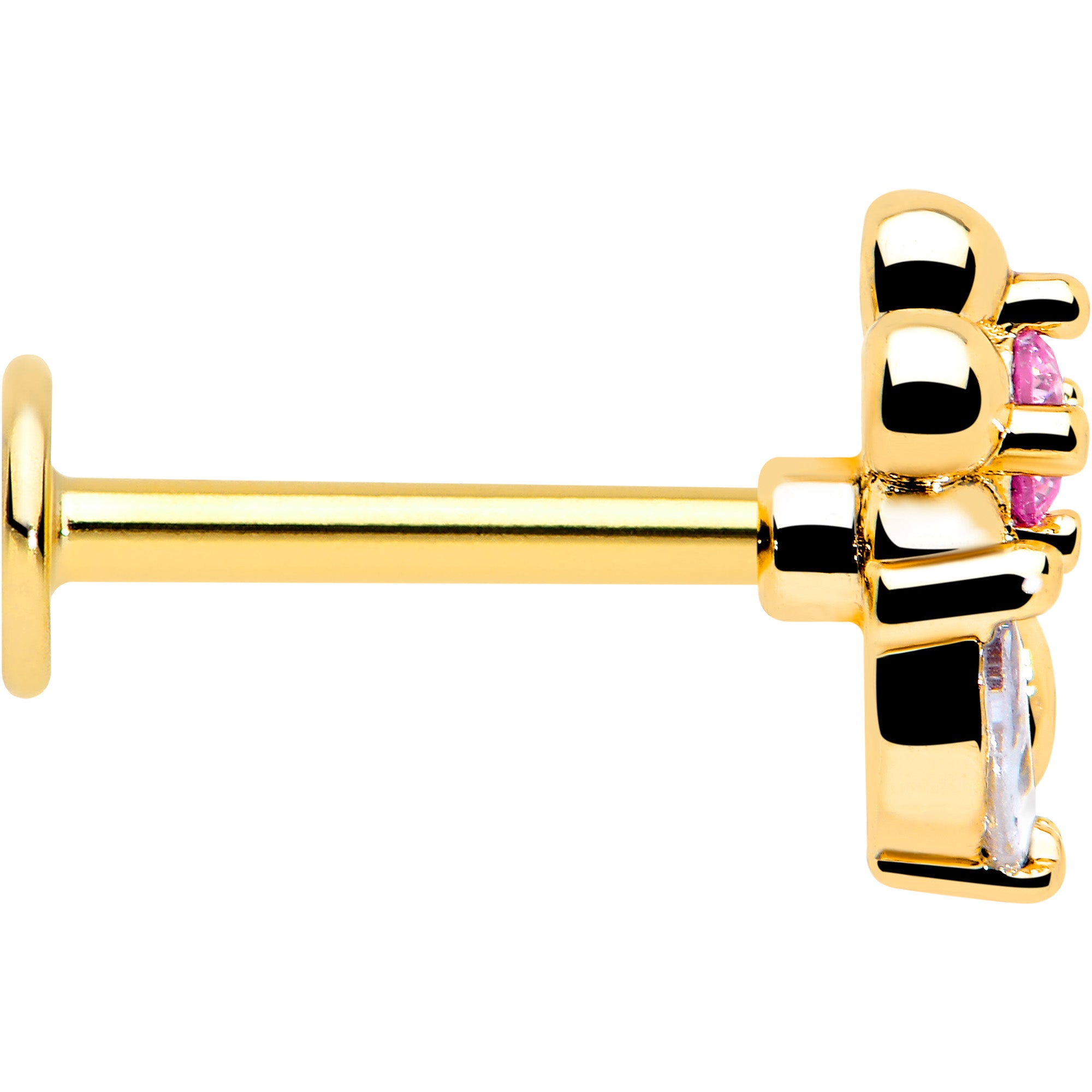pink cz flower labret monroe gold tone jewelry