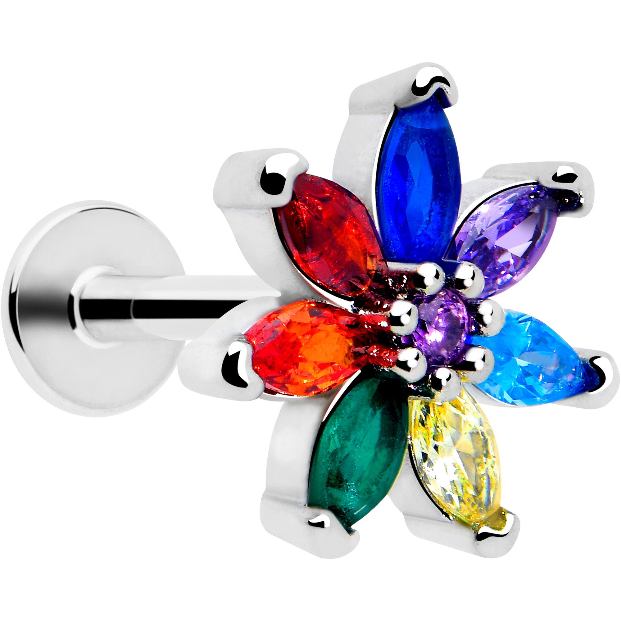 16g rainbow flower cartilage labret