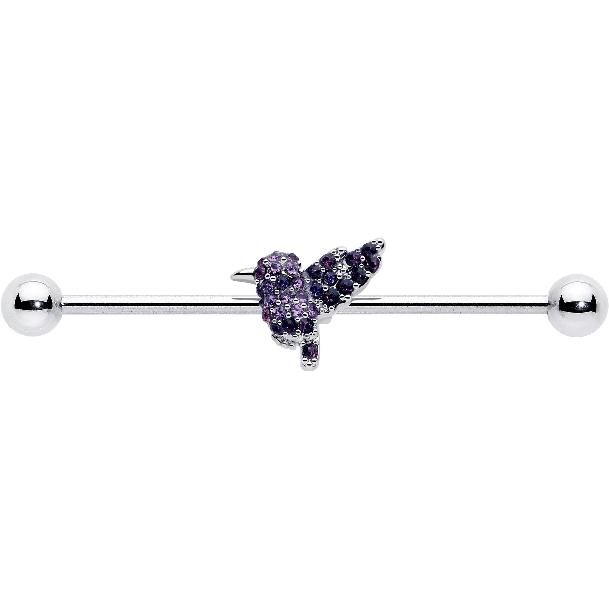 purple gem bird industrial ear piercing