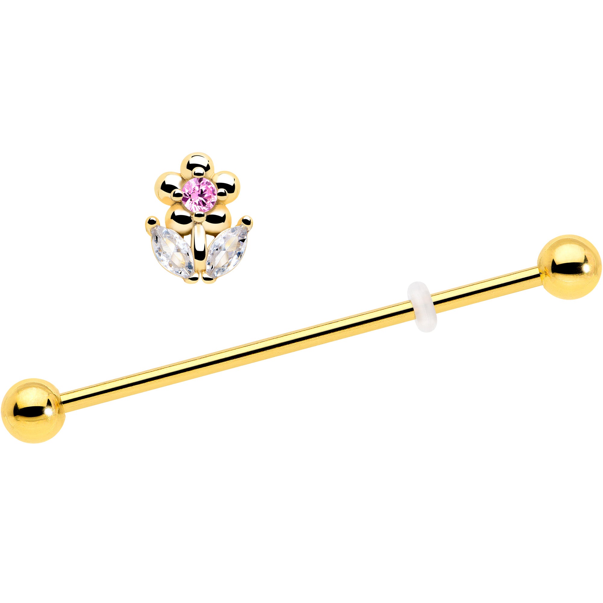 gold tone bead flower industrial piercing jewelry