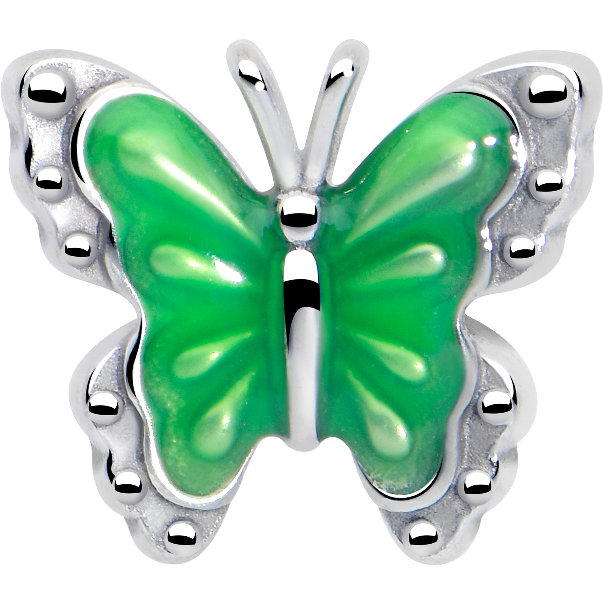 butterfly tongue barbell green splash design
