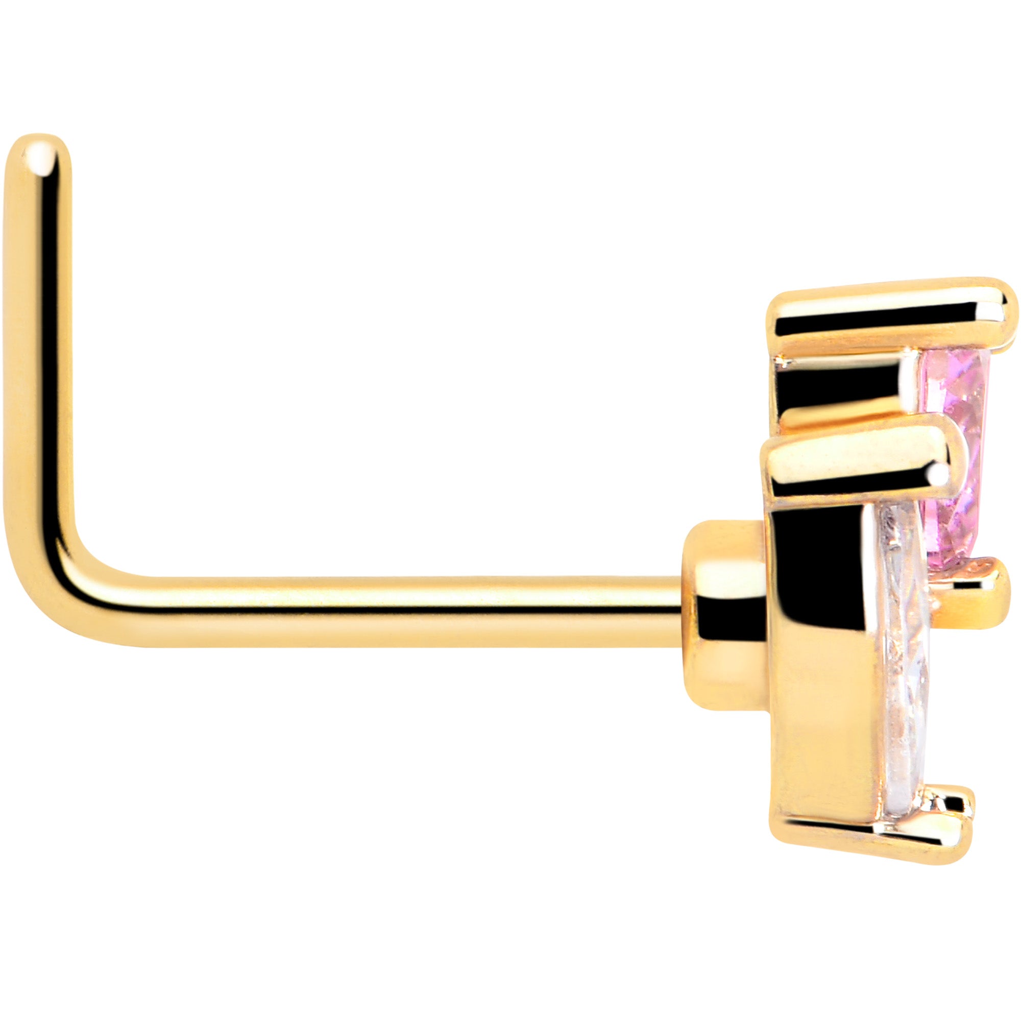 20 gauge pink CZ floral gold nose piercing jewelry