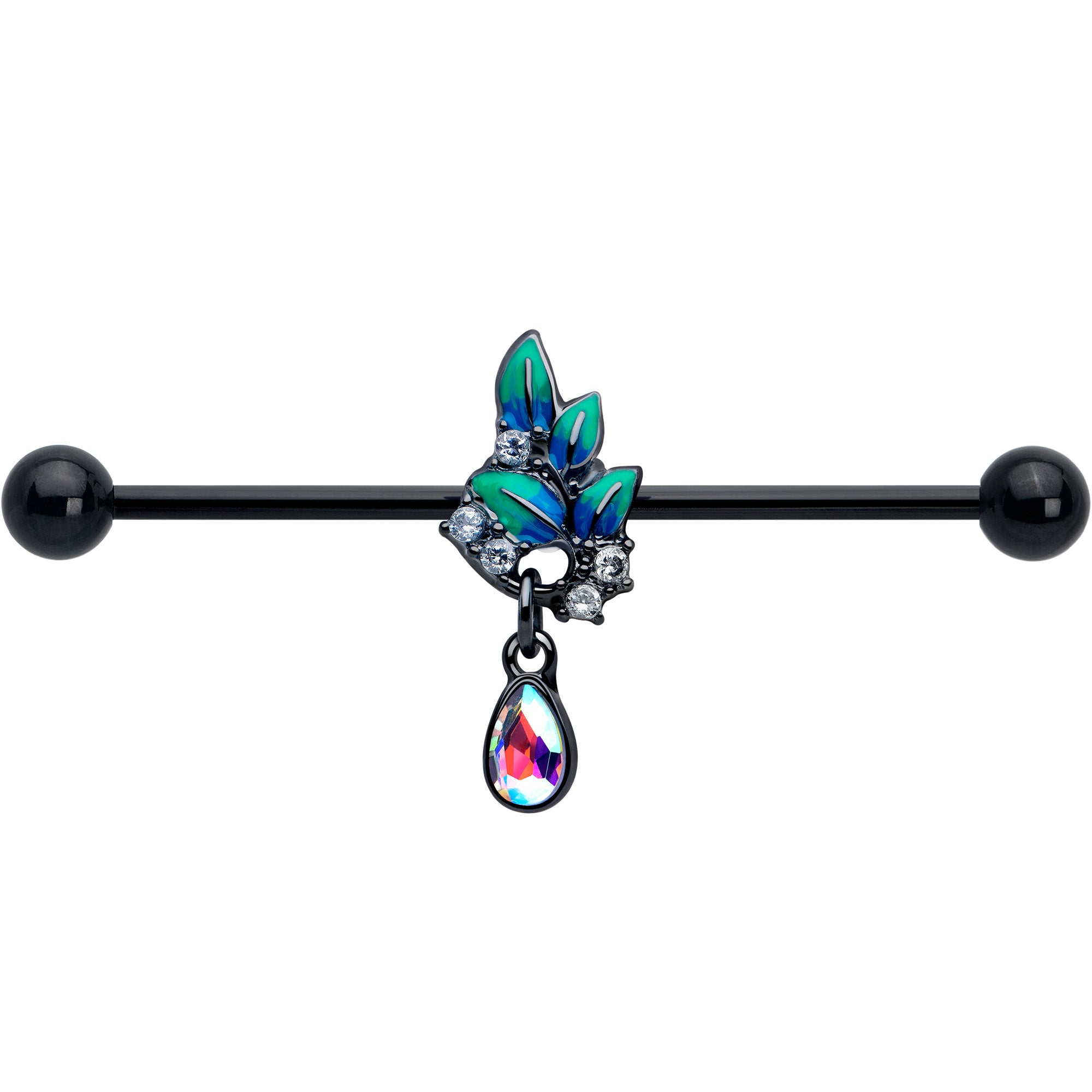 clear aurora cz gem industrial piercing jewelry