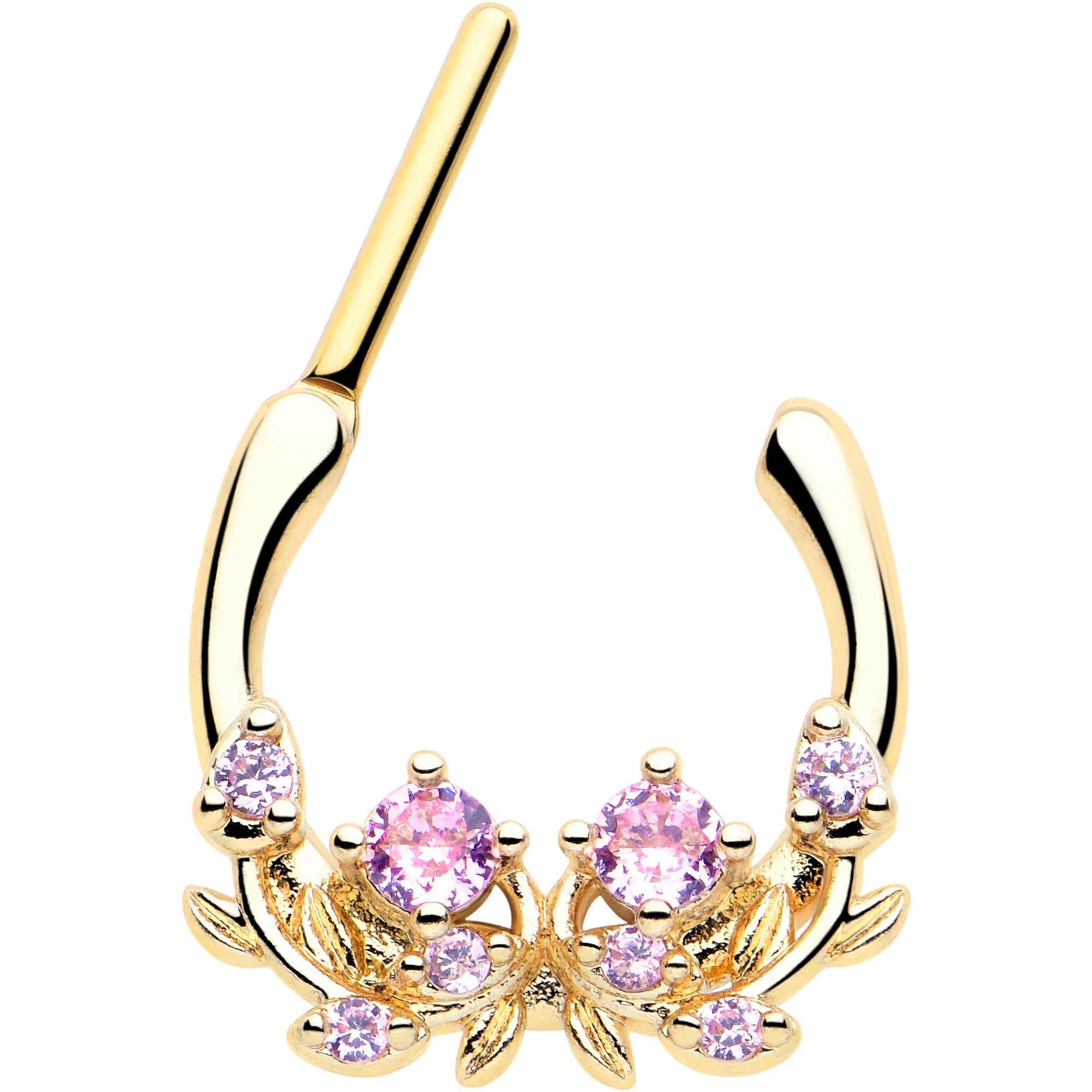 16g gold tone floral paradise cartilage ring with pink gems