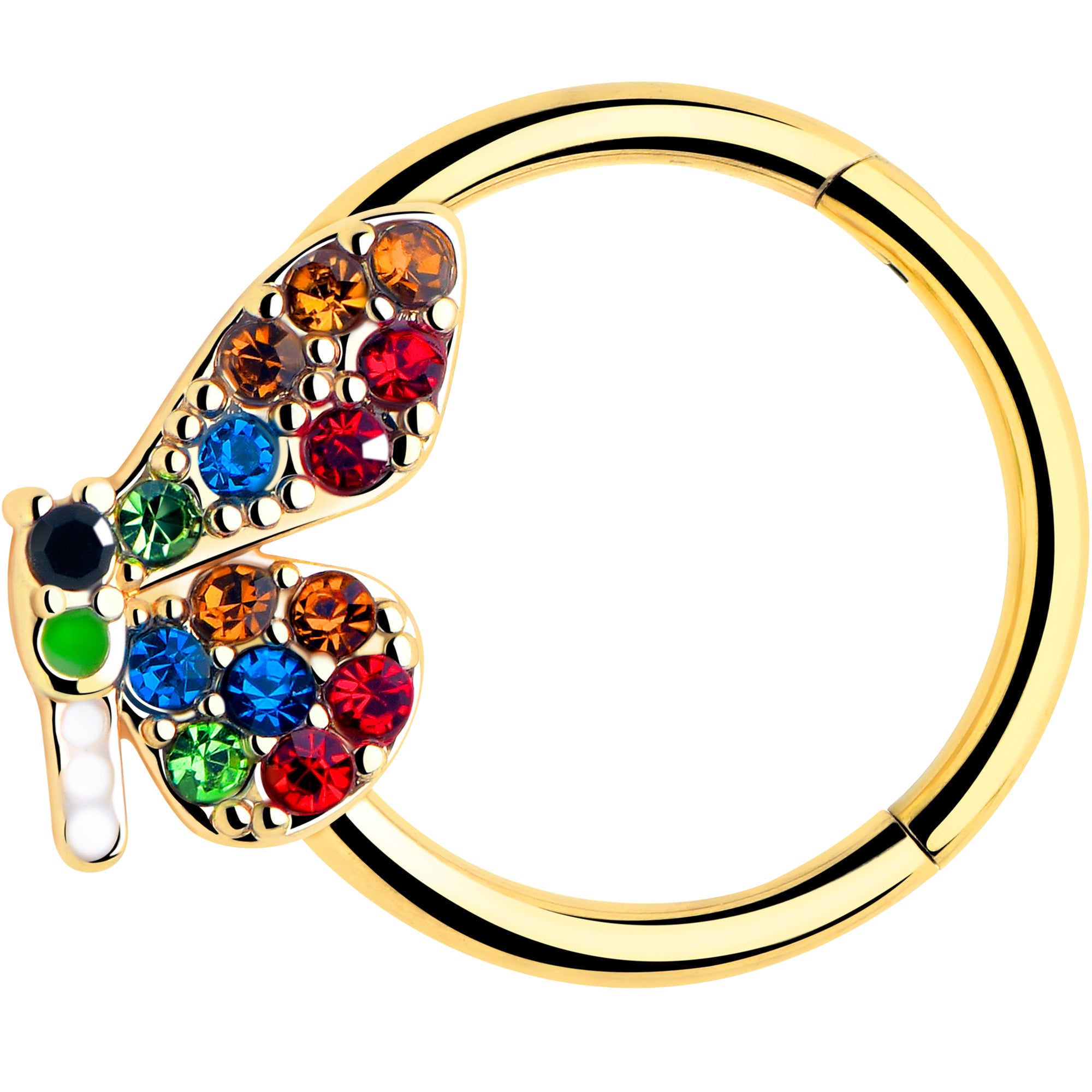 Gold tone butterfly piercing jewelry