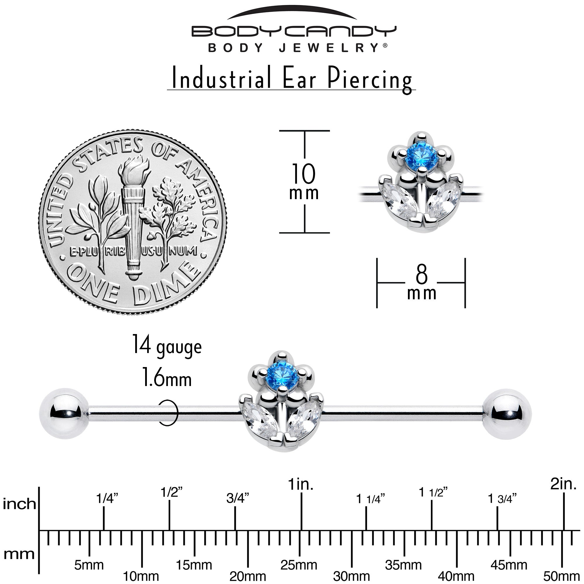 floral industrial barbell ear piercing jewelry