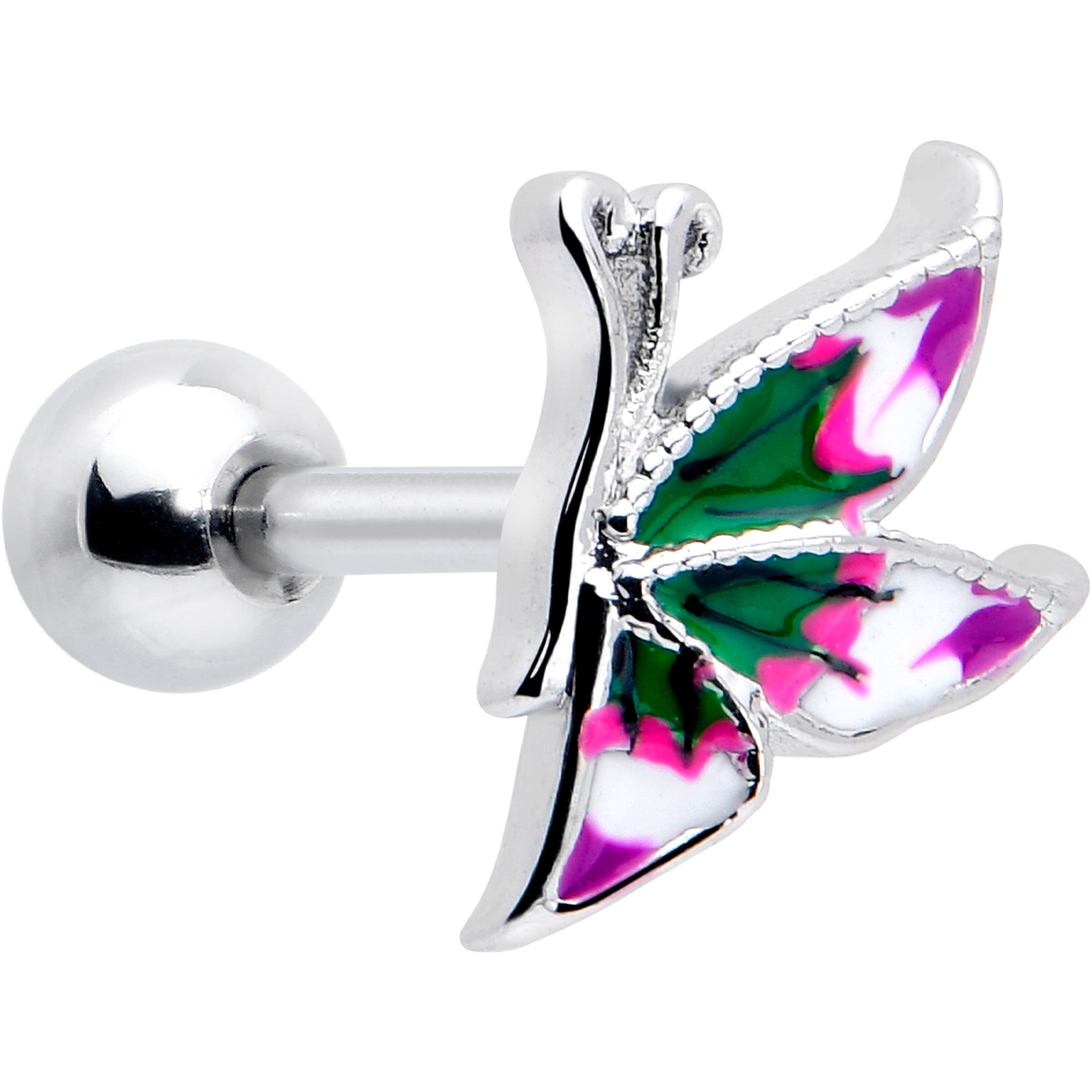 16 Gauge 1/4 Profile Butterfly Cartilage Tragus Earring