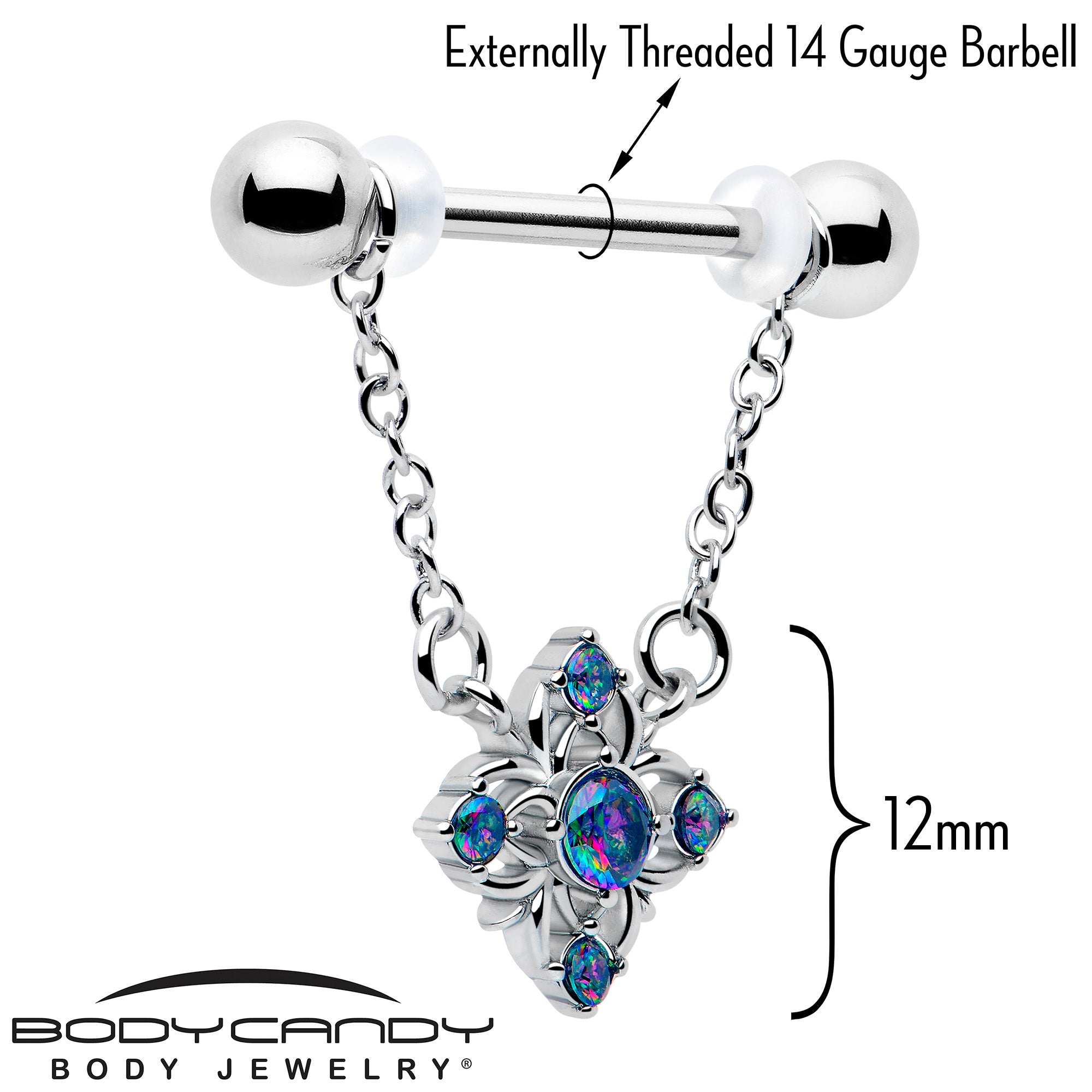 beauty cross nipple ring set with vitrail cz accents