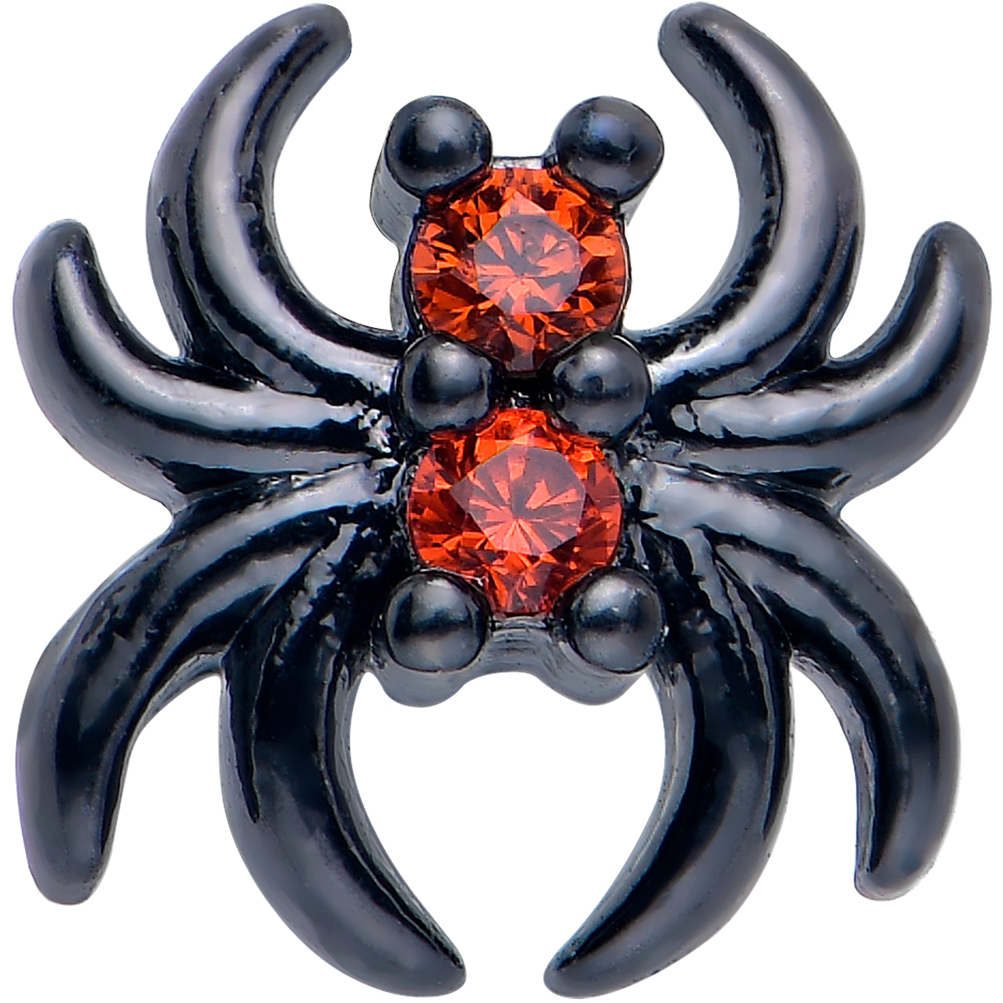 7mm Black Sleek Spider Nose Ring with Red CZ Gem