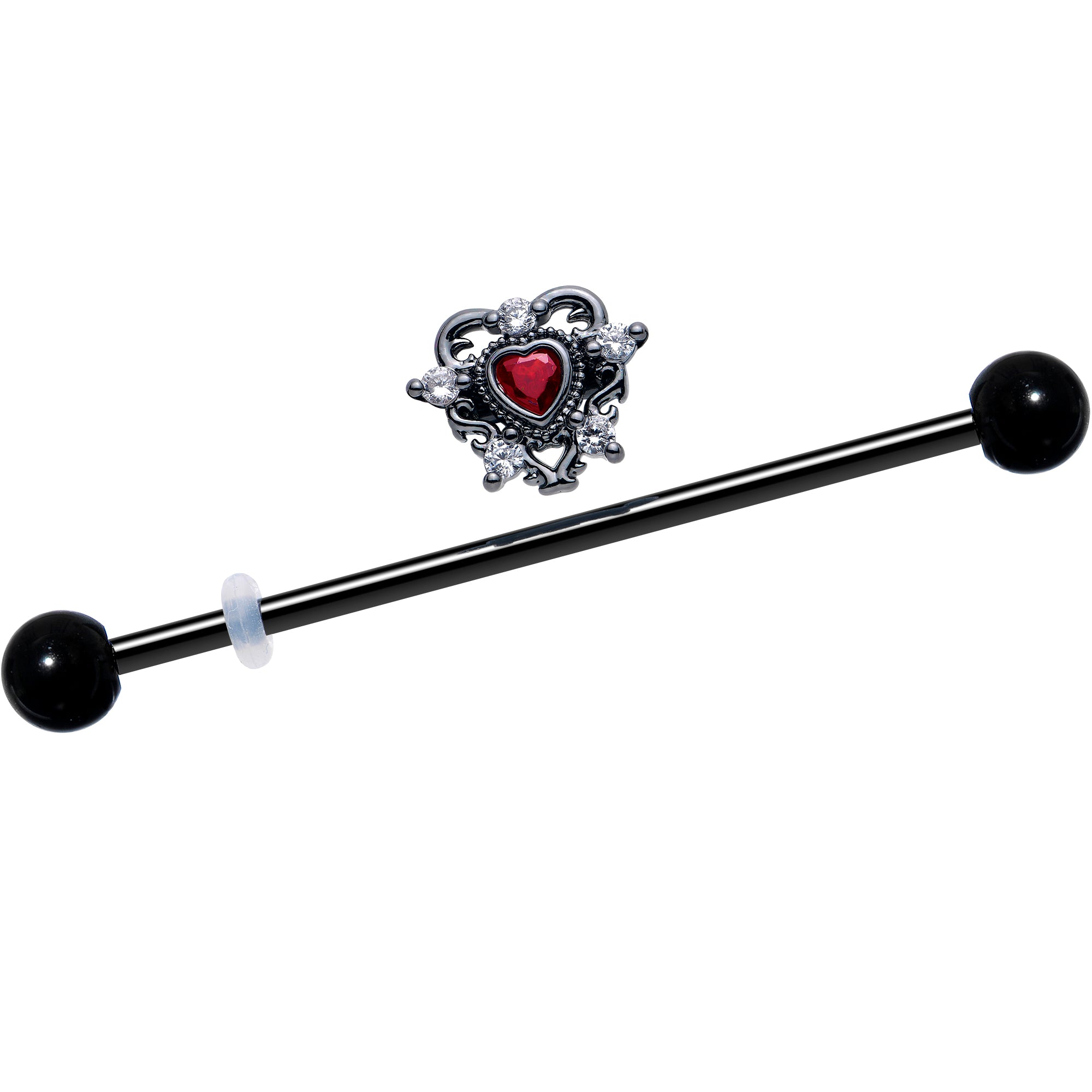 14 Gauge Black Heart Industrial Barbell