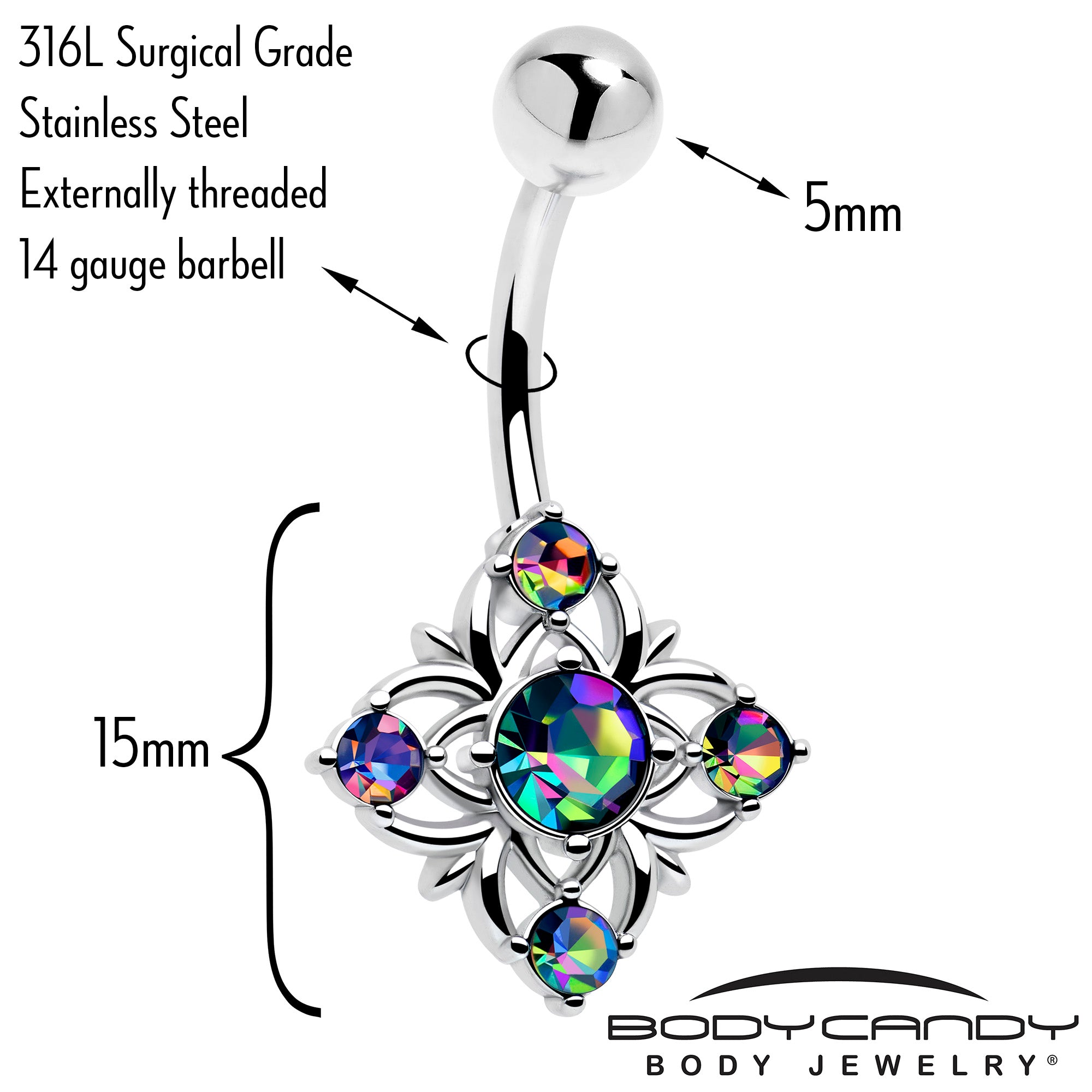 Dark aurora beauty cross navel piercing jewelry