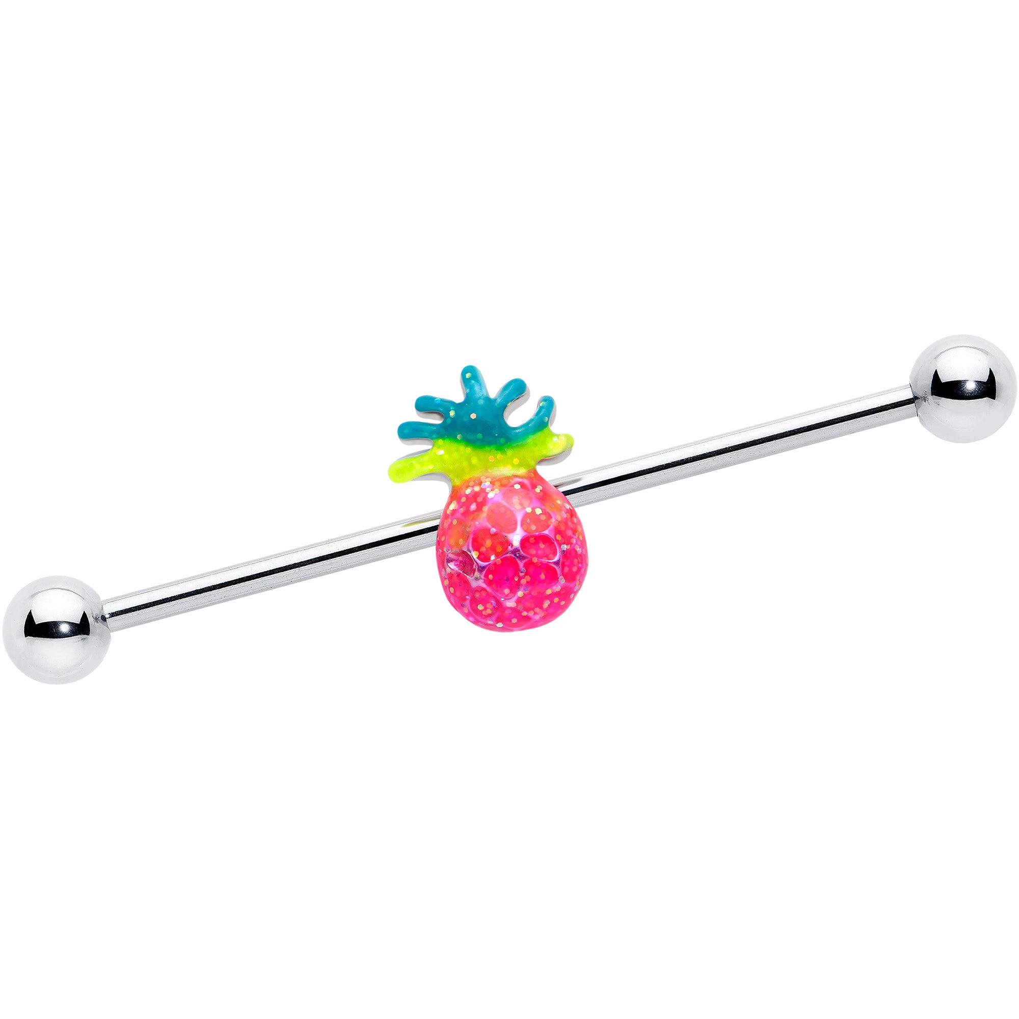 14 Gauge Tropical Pineapple Industrial Barbell