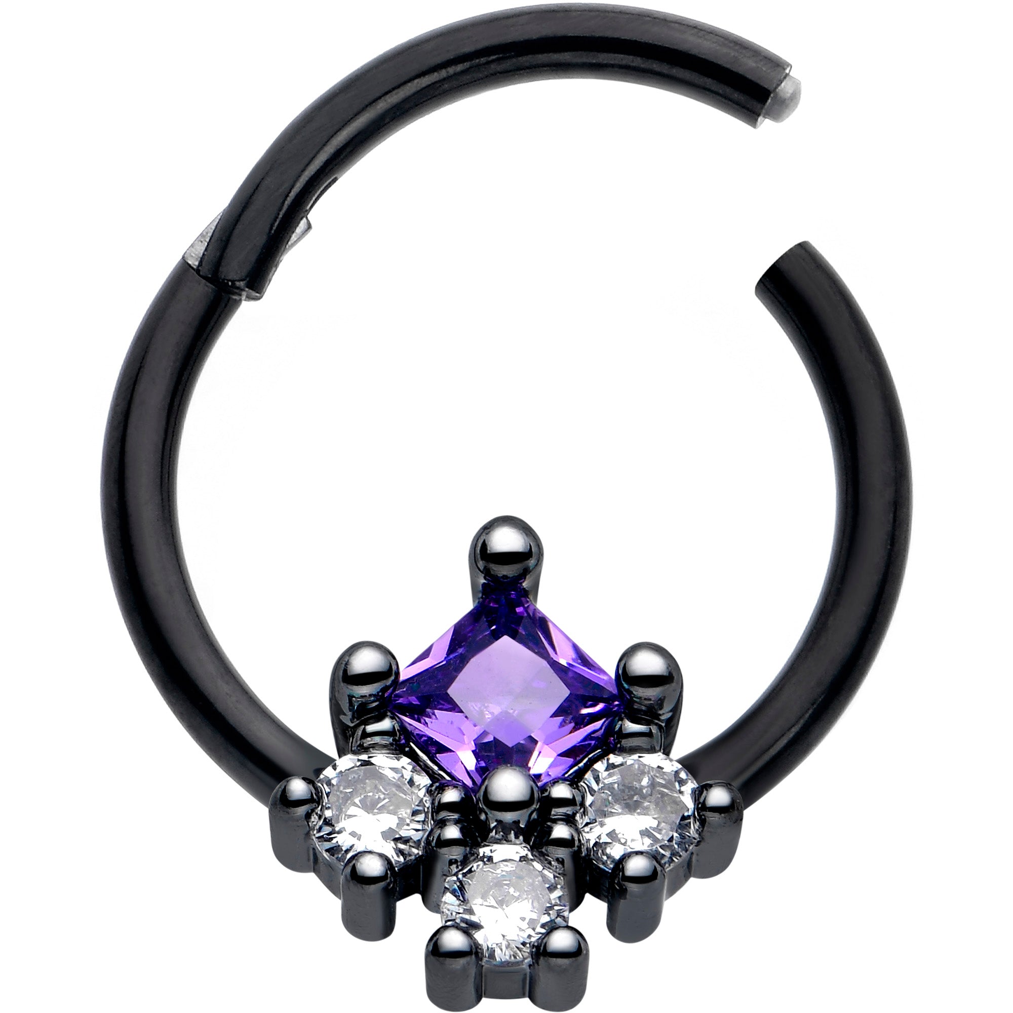 Black Rhombus Riot Hinged Segment Ring 16 Gauge