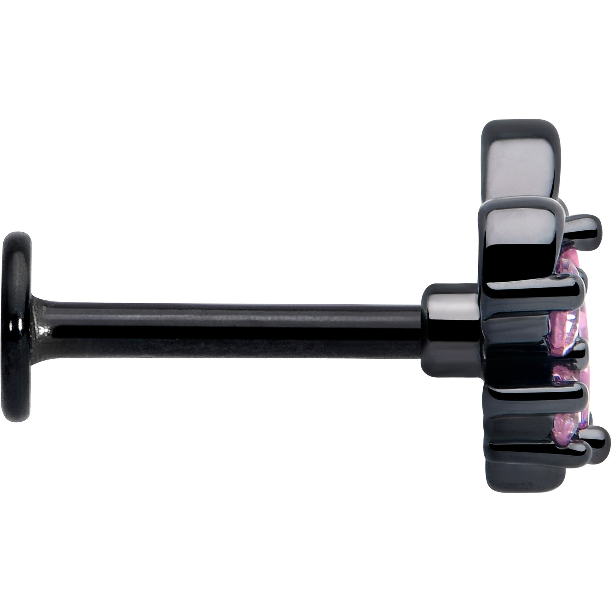 heart shaped black labret piercing with cz