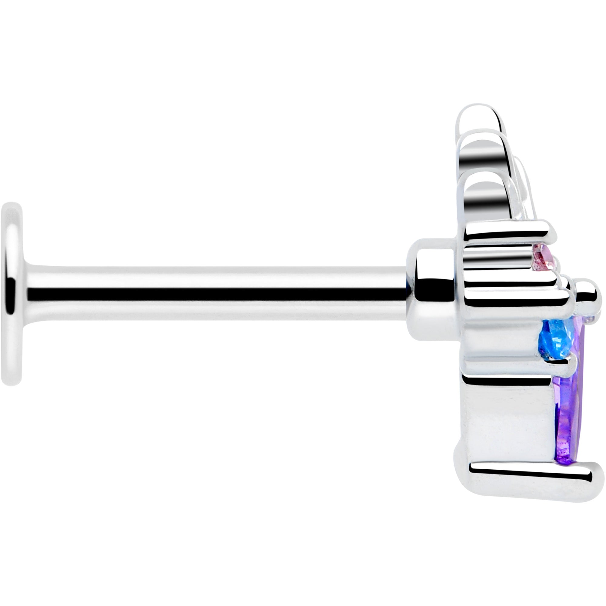 fire lotus flower labret stud purple cz