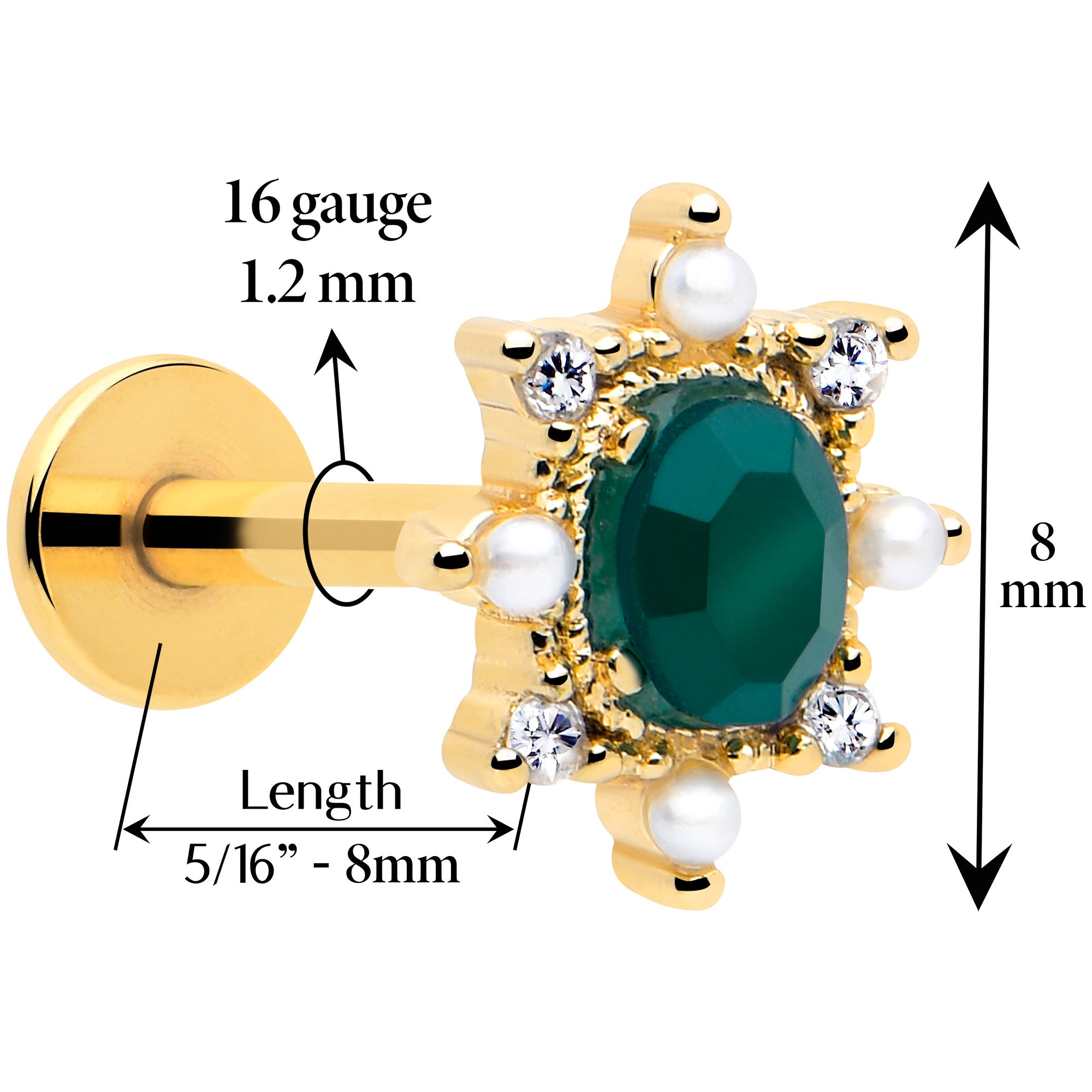 green cubic zirconia monroe piercing jewelry