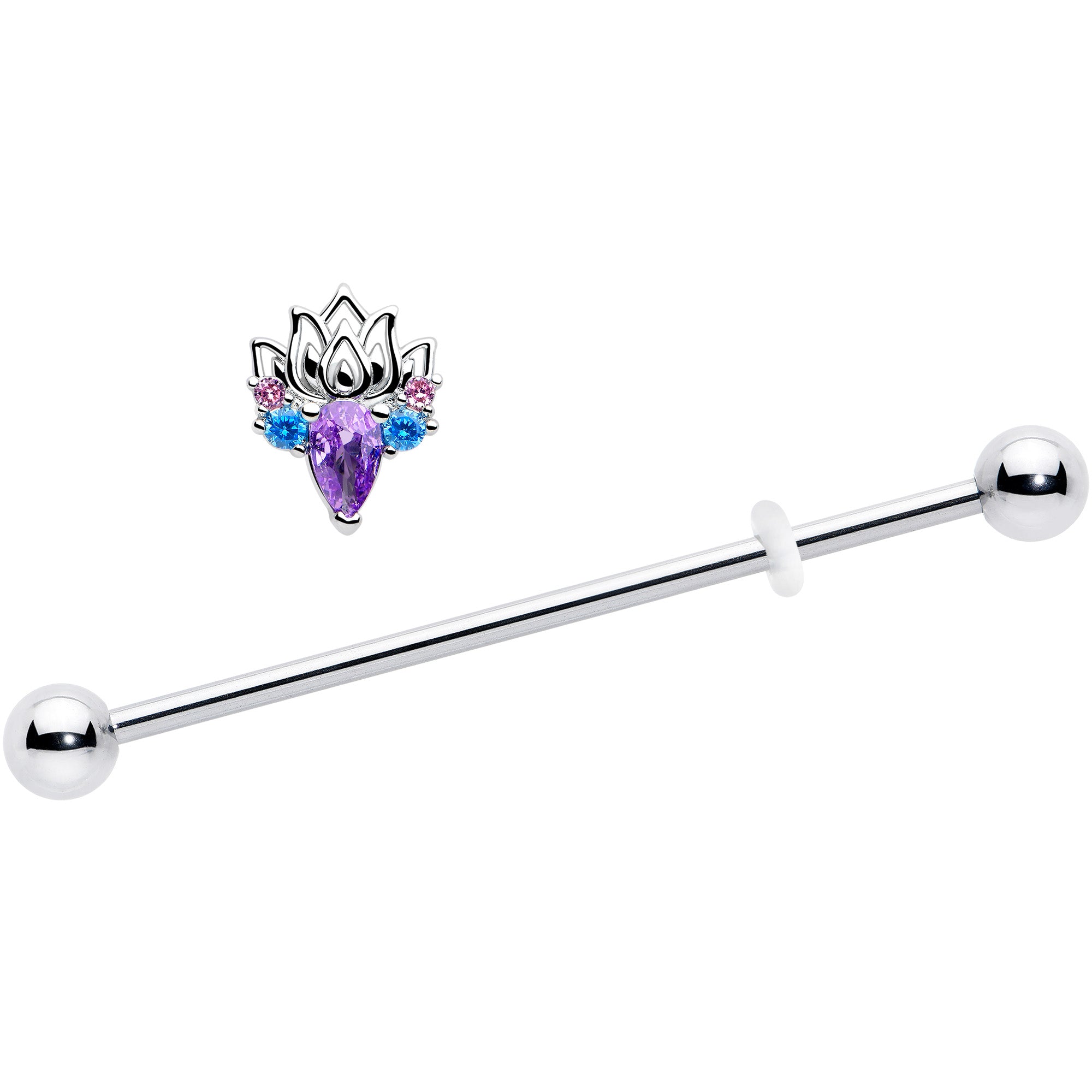 purple blue cz lotus industrial piercing jewelry