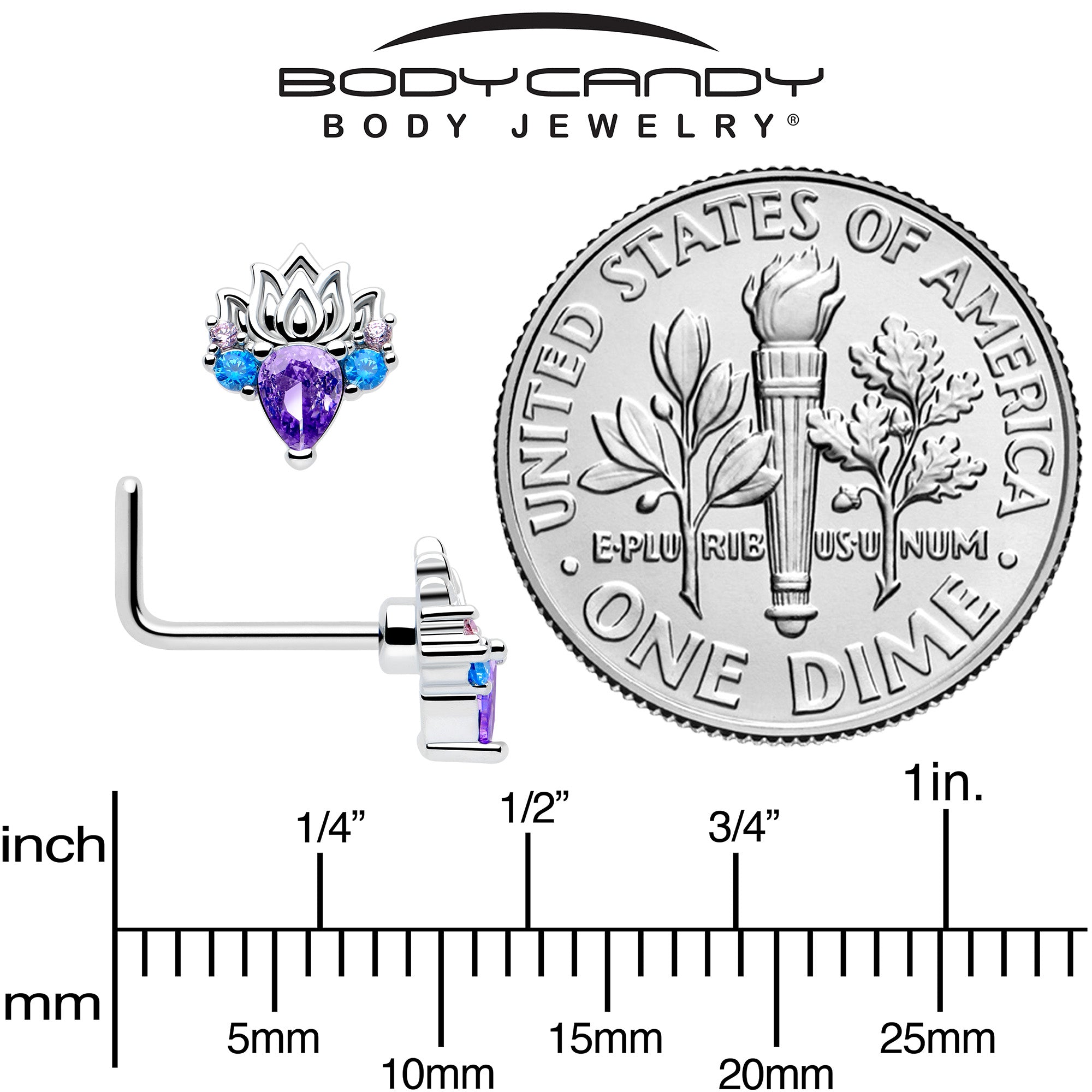 20g purple cz nose piercing jewelry