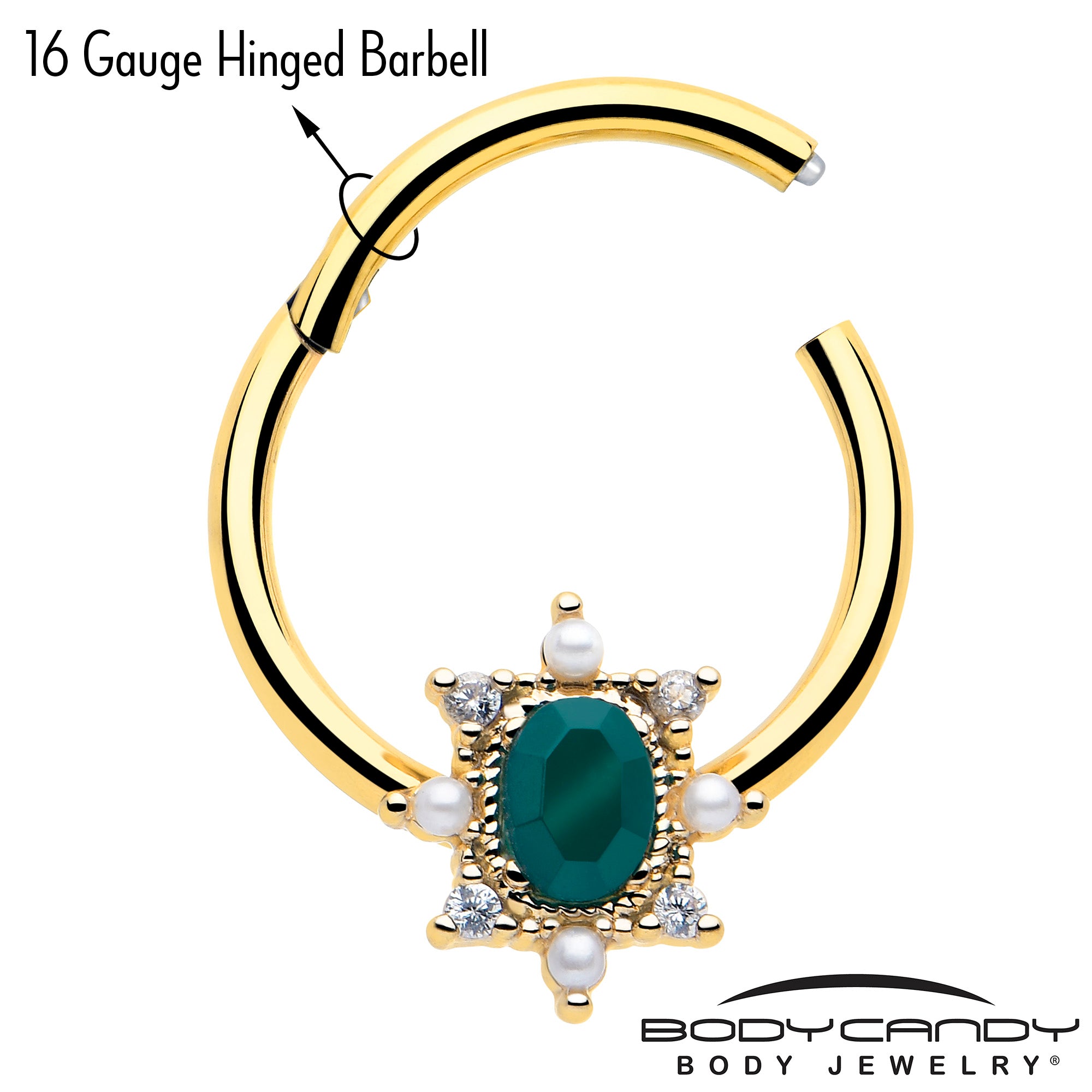 16g 3 8 green cubic zirconia clicker ring