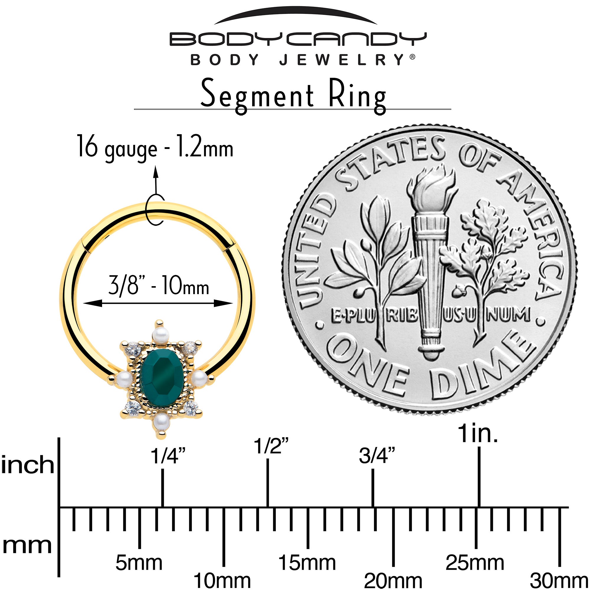 gold tone green cz cartilage hoop piercing