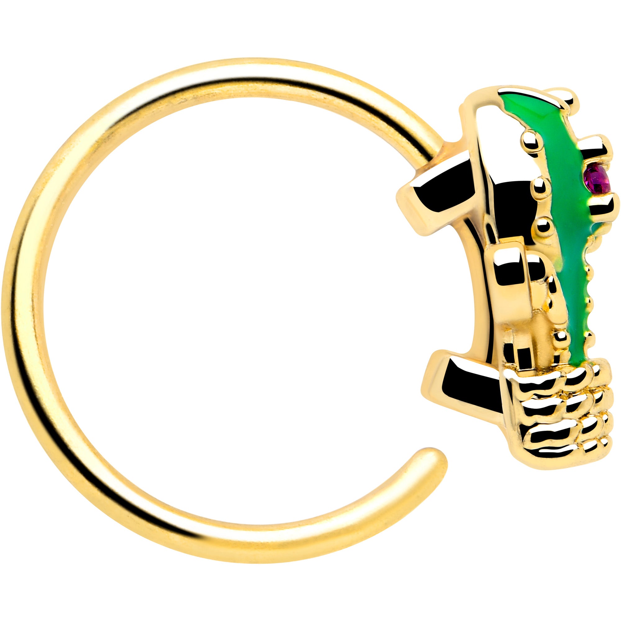 Pink CZ cactus nose piercing hoop