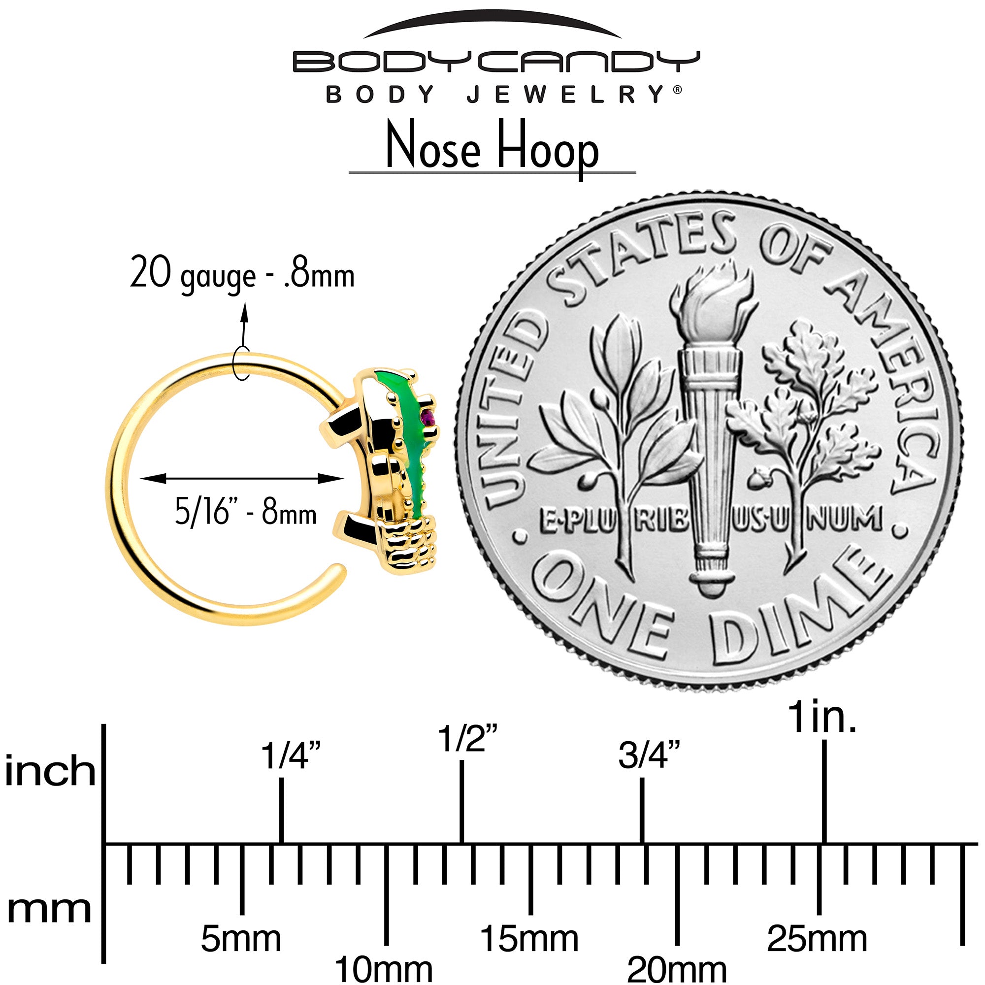 Hypoallergenic gold tone floral cactus nose ring