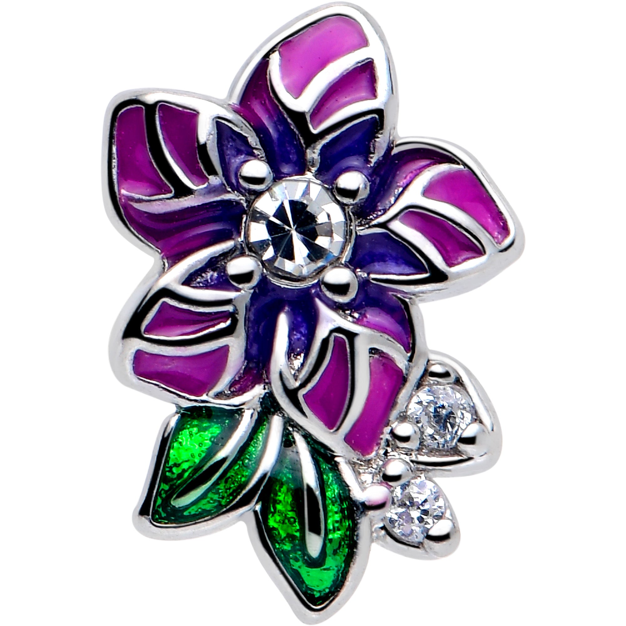 16 Gauge Purple Flower Flatback Stud