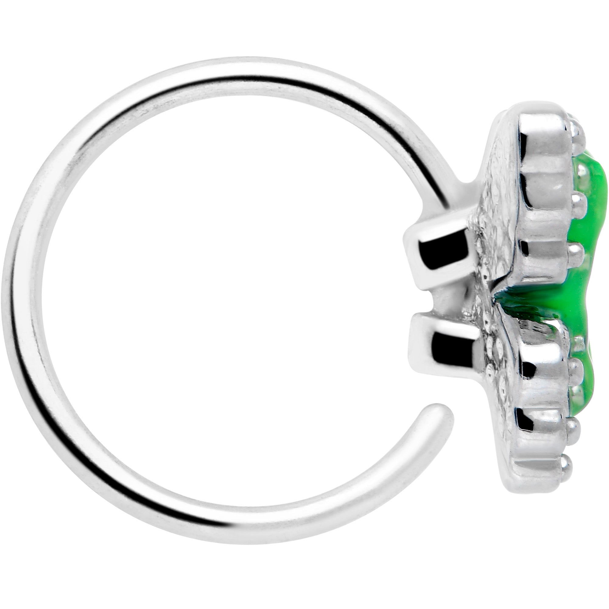 Green Splash Butterfly Nose Hoop 20 Gauge 5/16