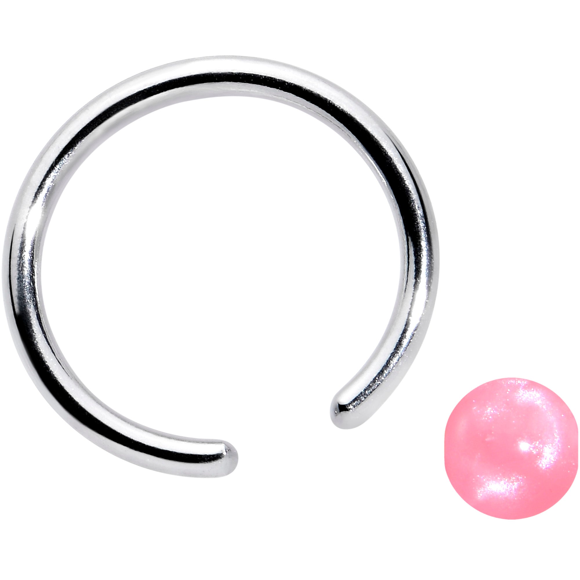 16G 3/8 Simple Opaque Pink Ball BCR Captive Bead Ring