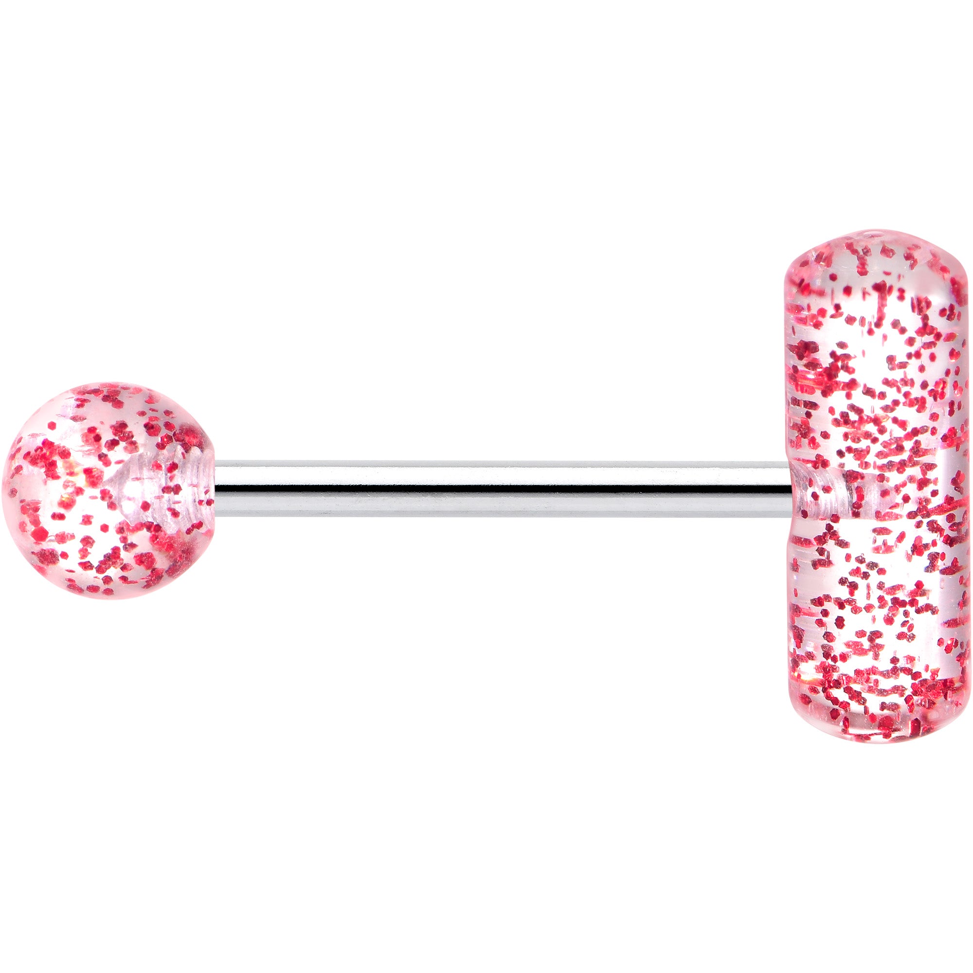 glow in the dark red glitter tongue ring