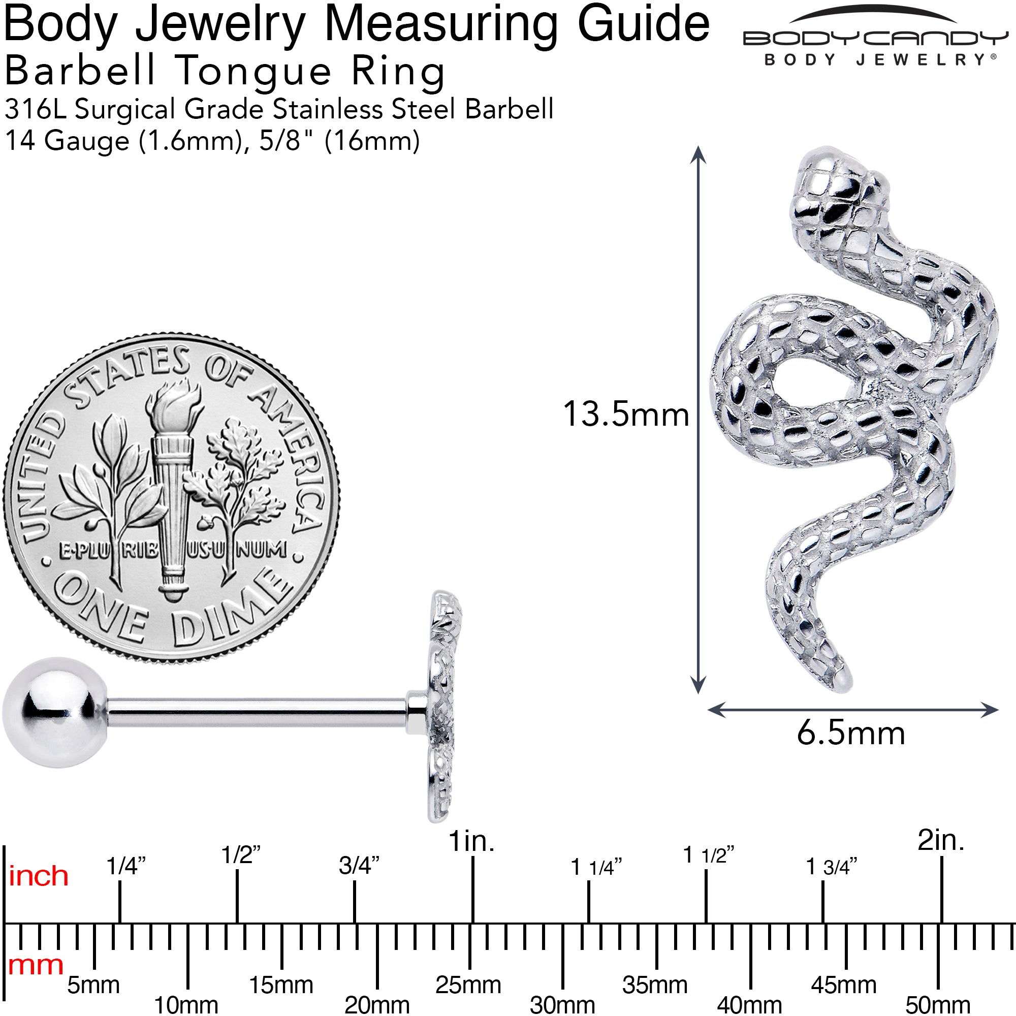 Serpent Barbell Tongue Ring Jewelry