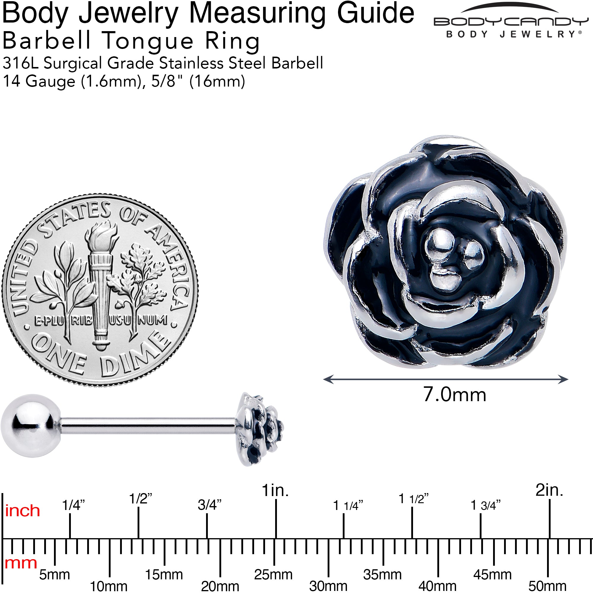 Rose Barbell Tongue Ring Retro Fashion